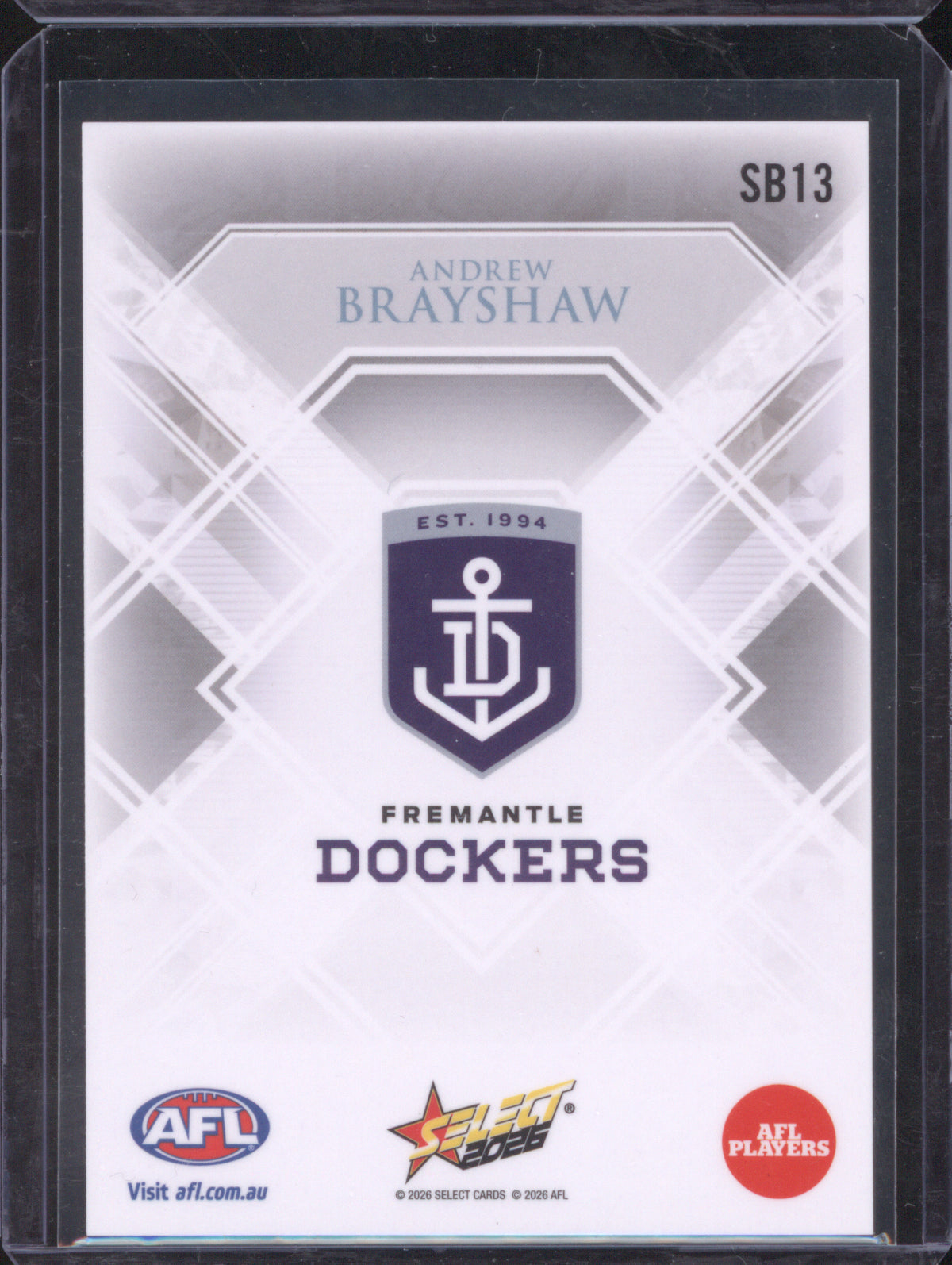Andrew Brayshaw 2026 AFL Select Footy Stars Hobby Silver Blend Refractor Fremantle 21/40