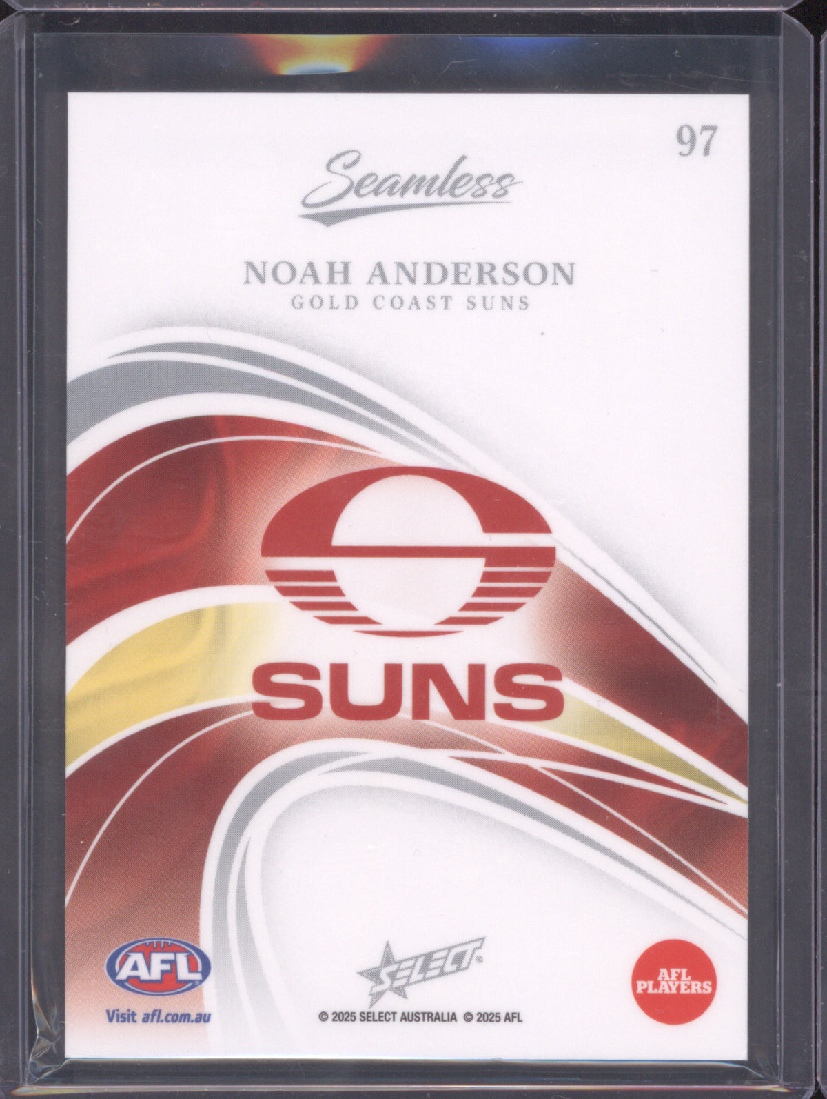 2025 AFL Select Seamless Base Noah Anderson Gold Coast Suns 75/95