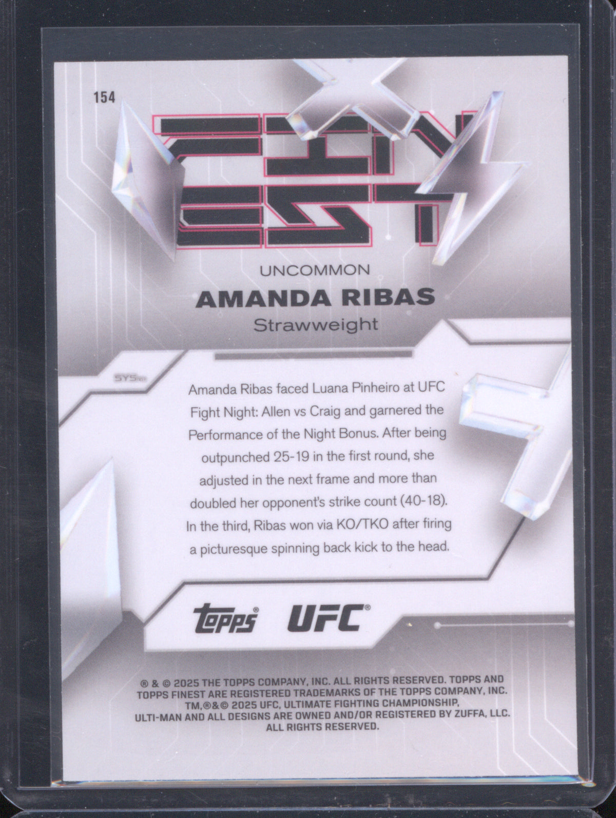 Amanda Ribas 2025 Topps Finest UFC 154 Purple Checkerboard Refractor /99