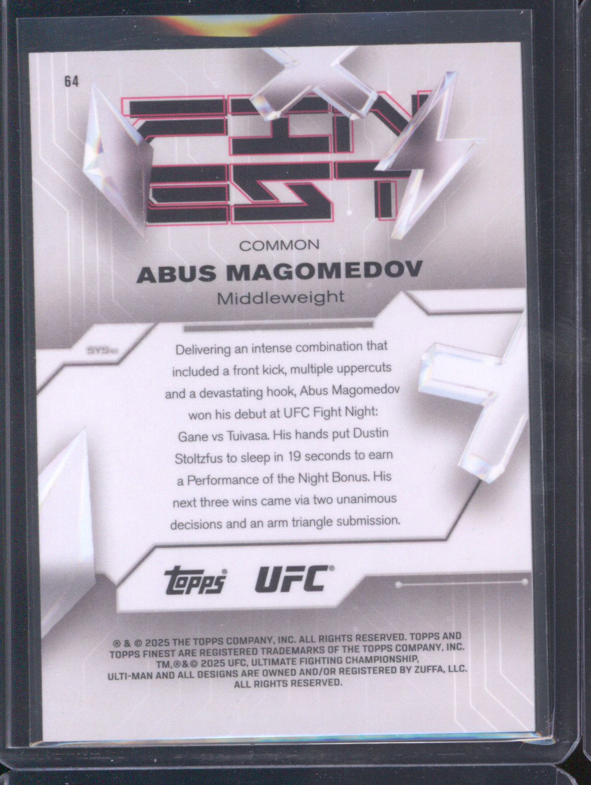 Abus Magomedov 2025 Topps Finest UFC #64 Refractors Purple Checkerboard /150