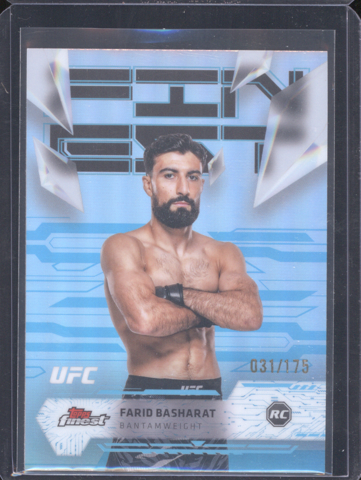 Farid Basharat 2025 Topps Finest UFC #158 Refractors Blue /175 RC