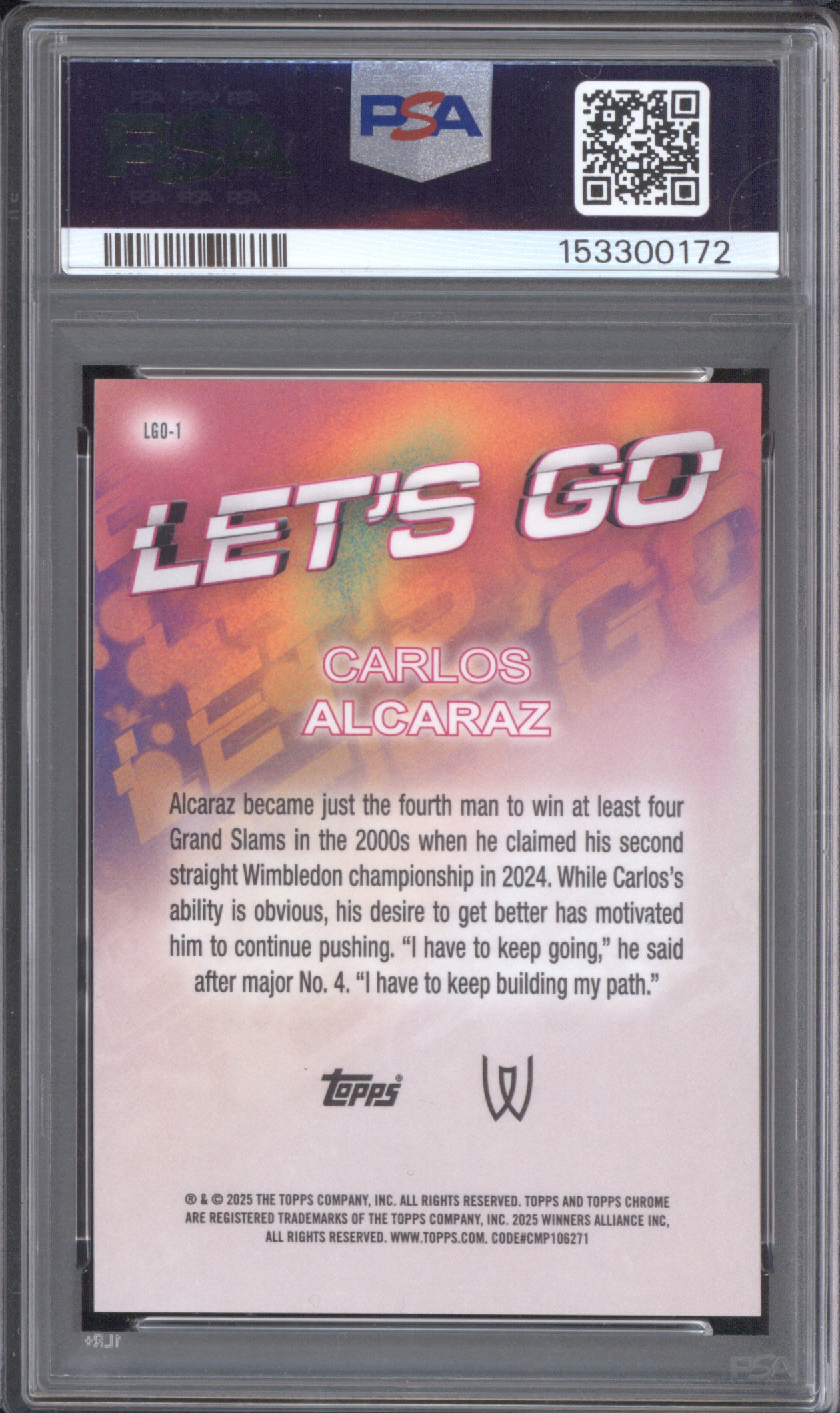 Carlos Alcaraz 2025 Topps Chrome LGO-1 Let's Go PSA 10