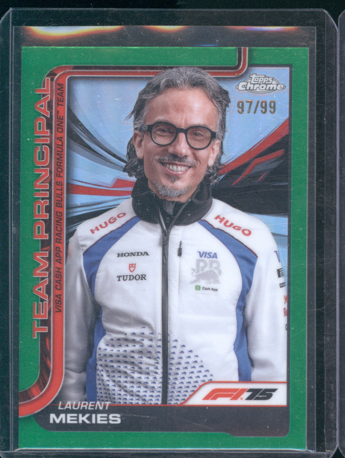 Laurent Mekies 2025 Topps Chrome Formula 1 #197 Team Principal Green Refractor /99