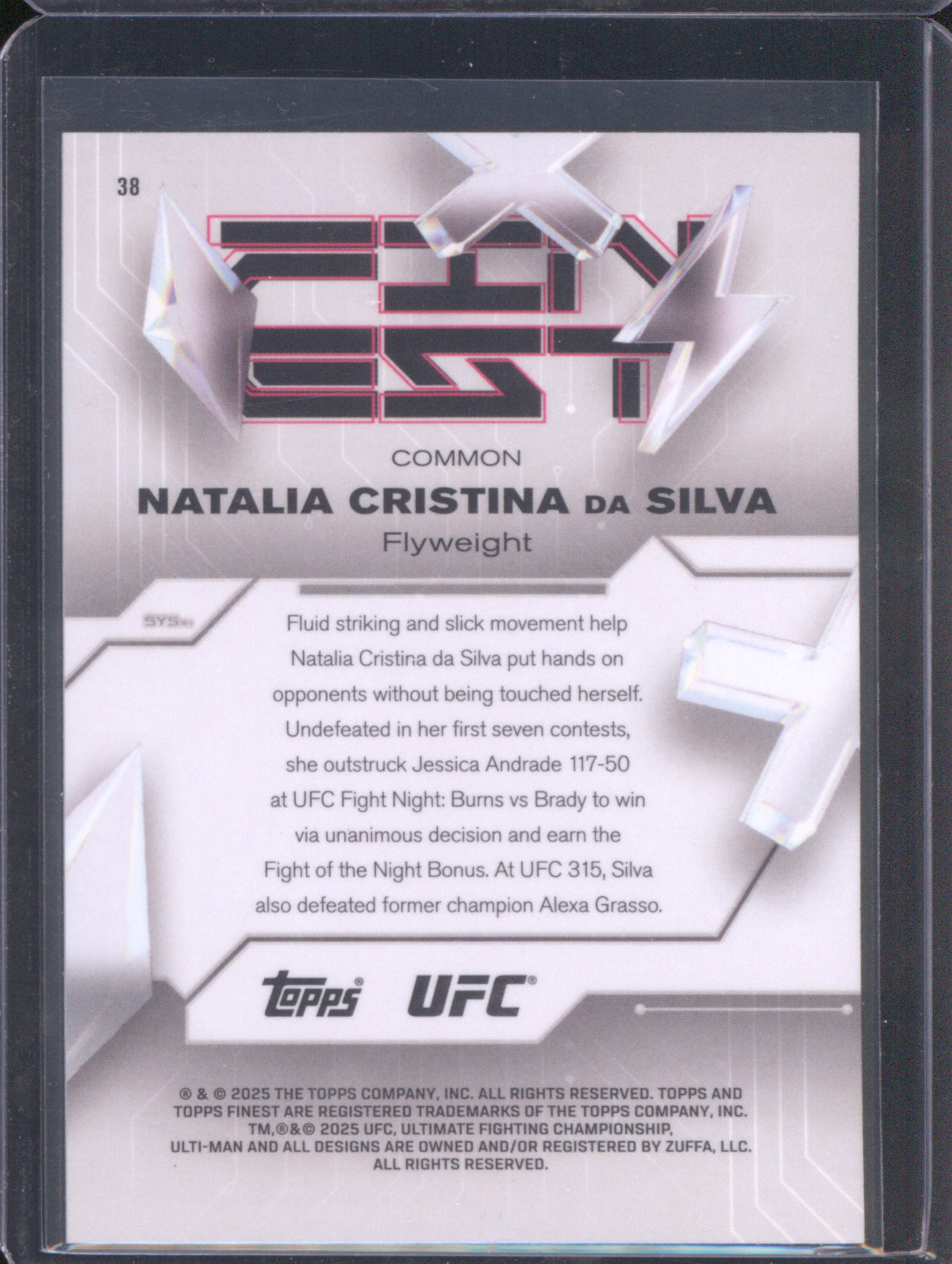 Natalia Cristina da Silva 2025 Topps #38 Finest UFC Refractors Purple Checkerboard /150