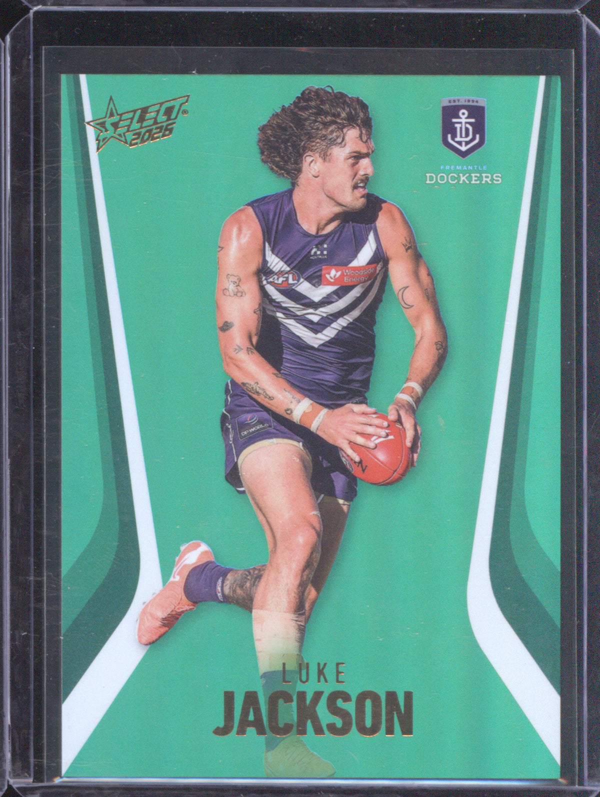 Luke Jackson 2026 AFL Select Footy Stars Hobby Base Green Foil G55 Fremantle 22/60