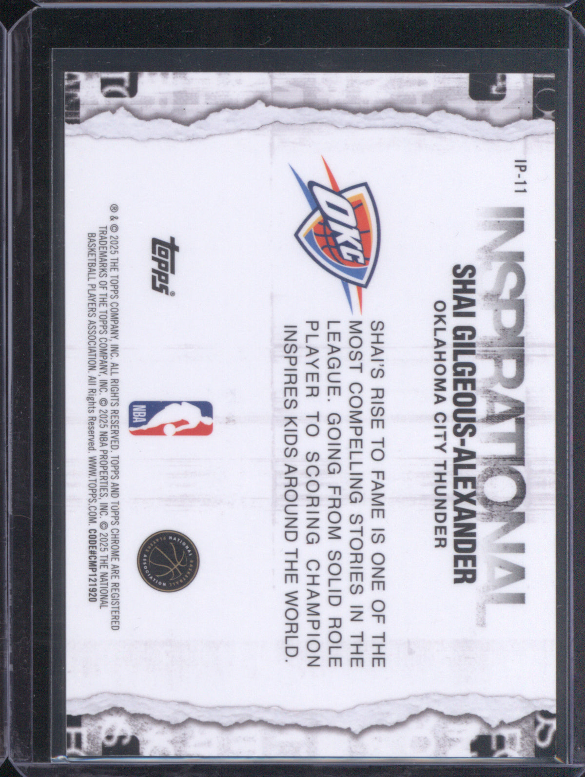 Shai Gilgeous-Alexander 2025 Topps Chrome IP-11 Inspirational /5
