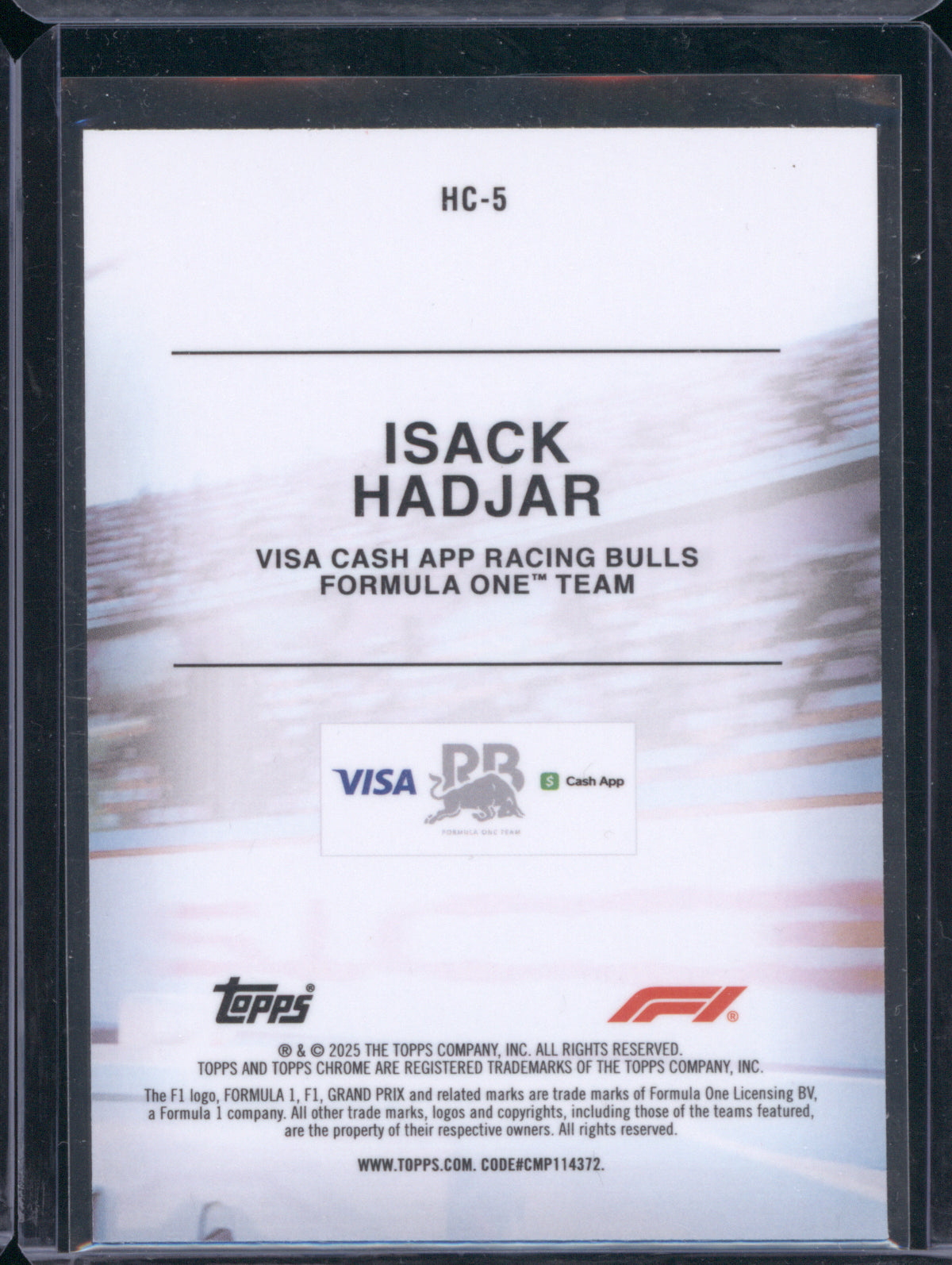Isack Hadjar 2025 Topps Chrome Formula 1 #HC-5 Helmet Collection