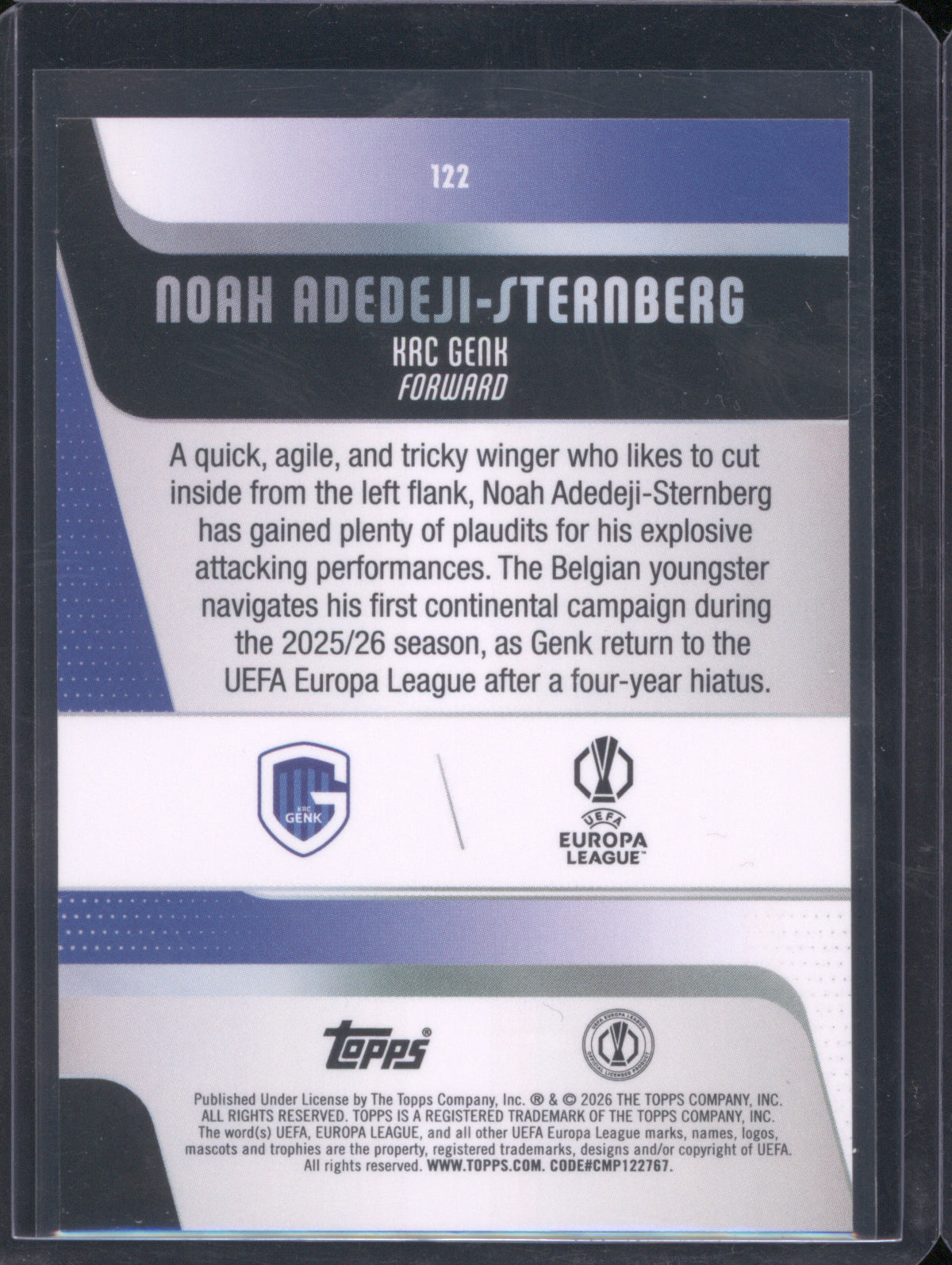 Noah Adedeji-Sternberg 2025 Topps UEFA Club Competitions #122 Raindrops RC