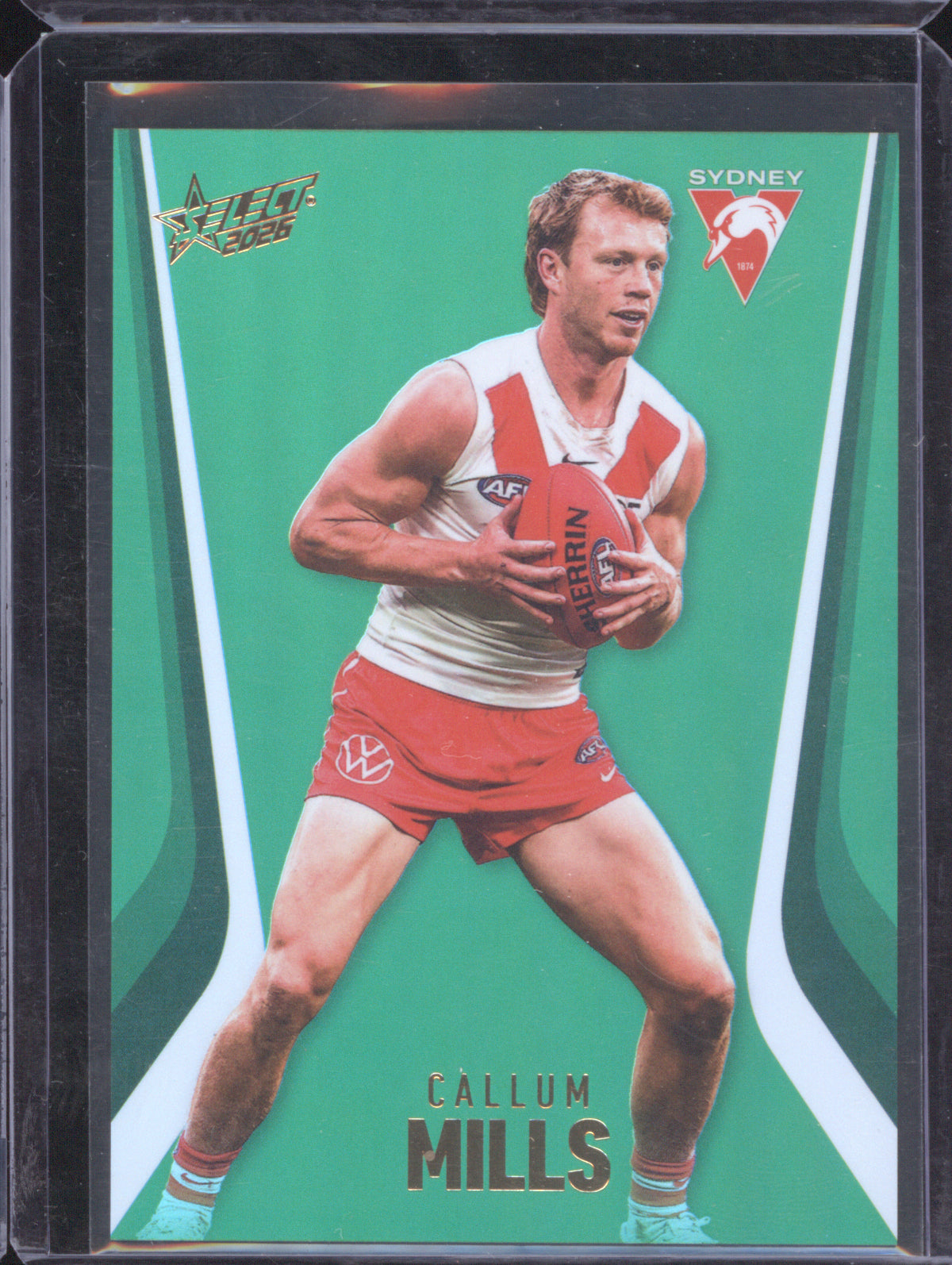 Callum Mills 2026 AFL Select Footy Stars Hobby Base Green Foil G157 Sydney 47/60