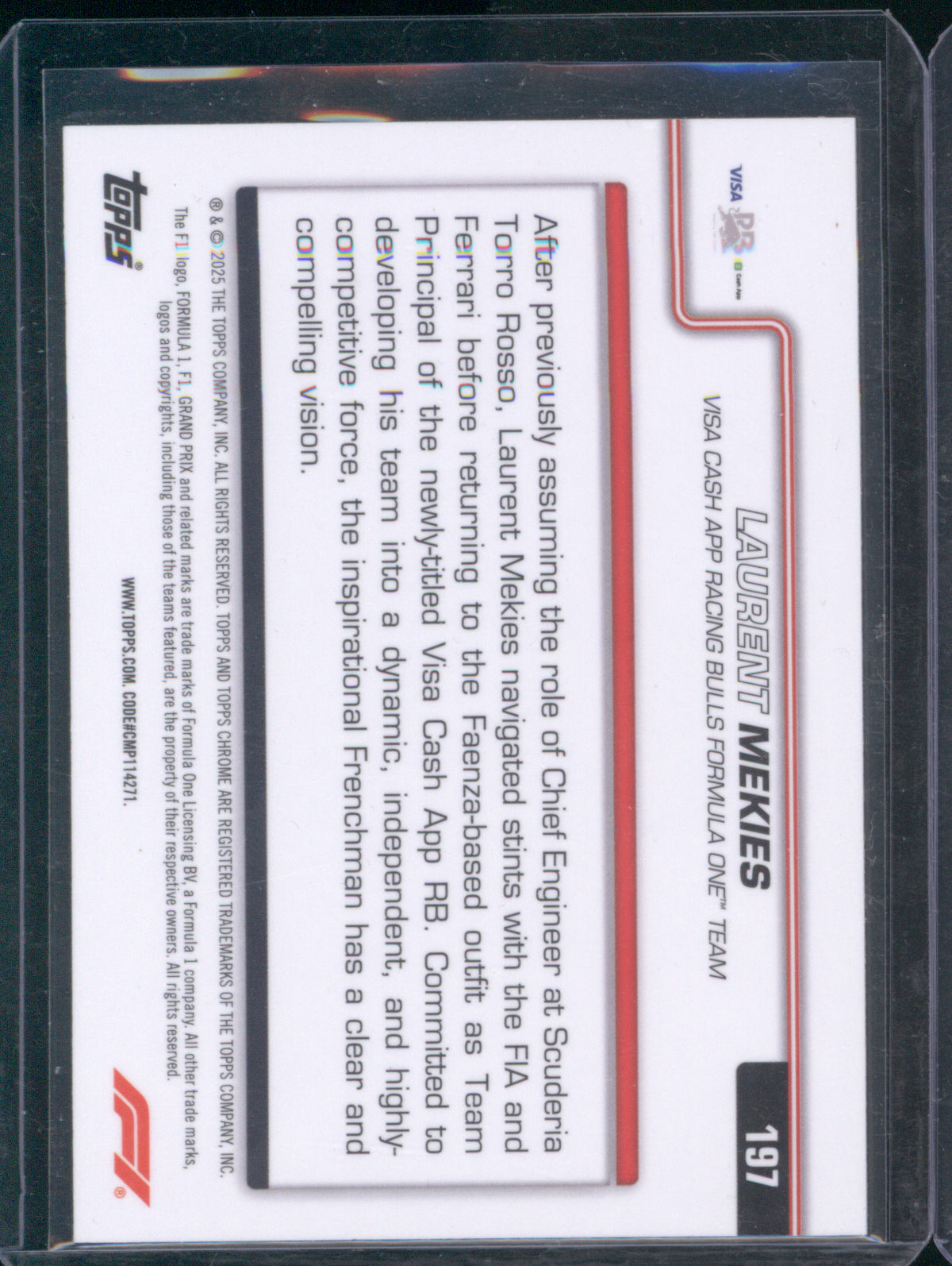 Laurent Mekies 2025 Topps Chrome Formula 1 #197 Team Principal Green Refractor /99