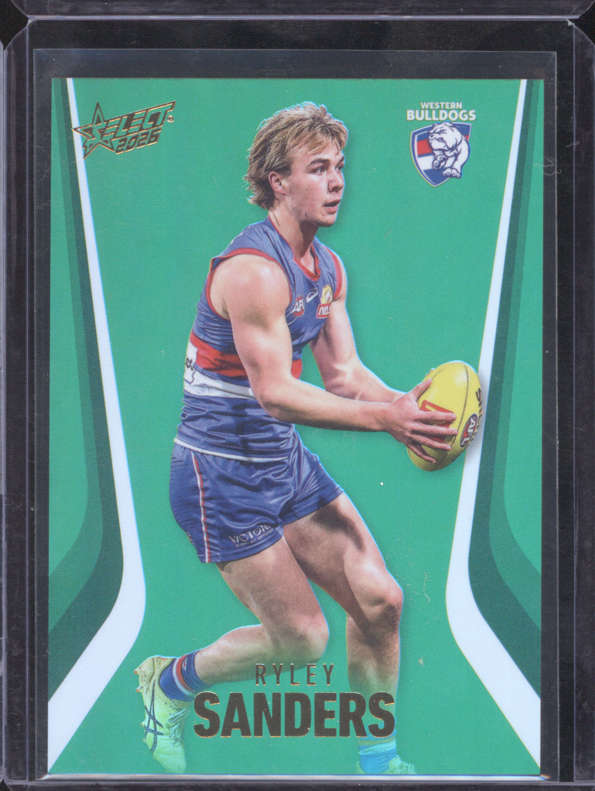 Ryley Sanders 2026 AFL Select Footy Stars Hobby Base Green Foil G179 Western Bulldogs 32/60
