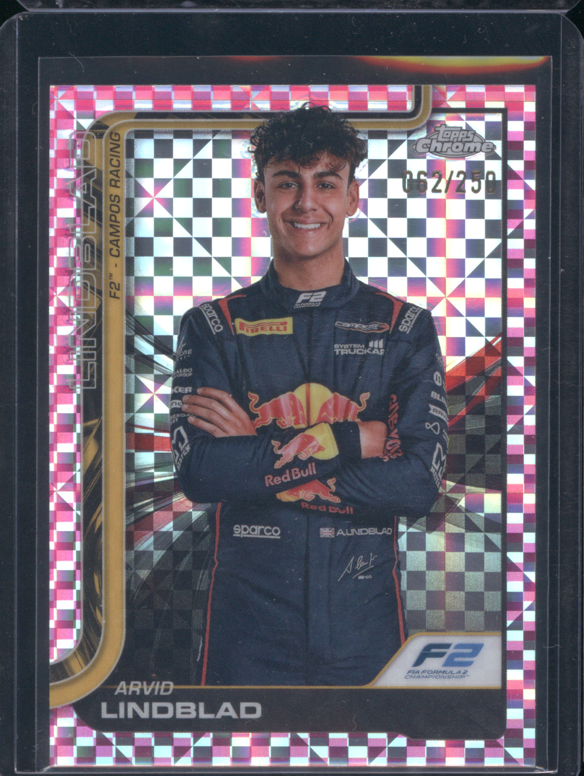 Arvid Lindblad 2025 Topps Chrome Formula 1 #23 Pink Checker Flag /250