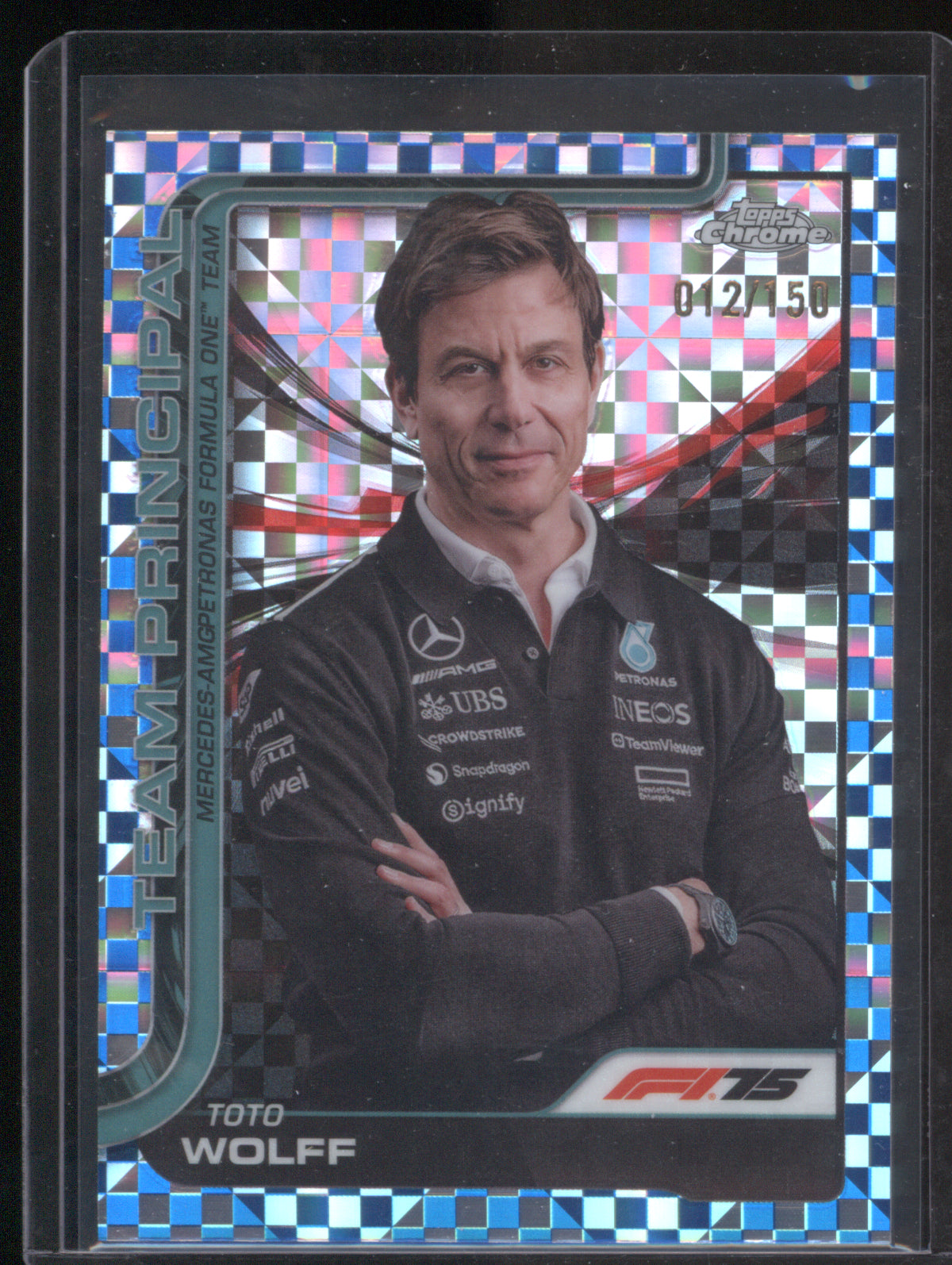 Toto Wolff 2025 Topps Chrome Formula 1 #195 Blue Checker Flag /150