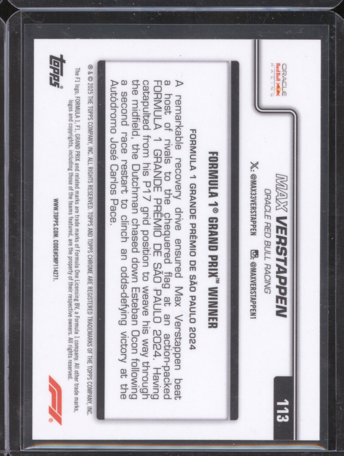 Max Verstappen 2025 Topps Chrome Formula 1 #037 Grand Prix Winner Aqua Checker Flag /199