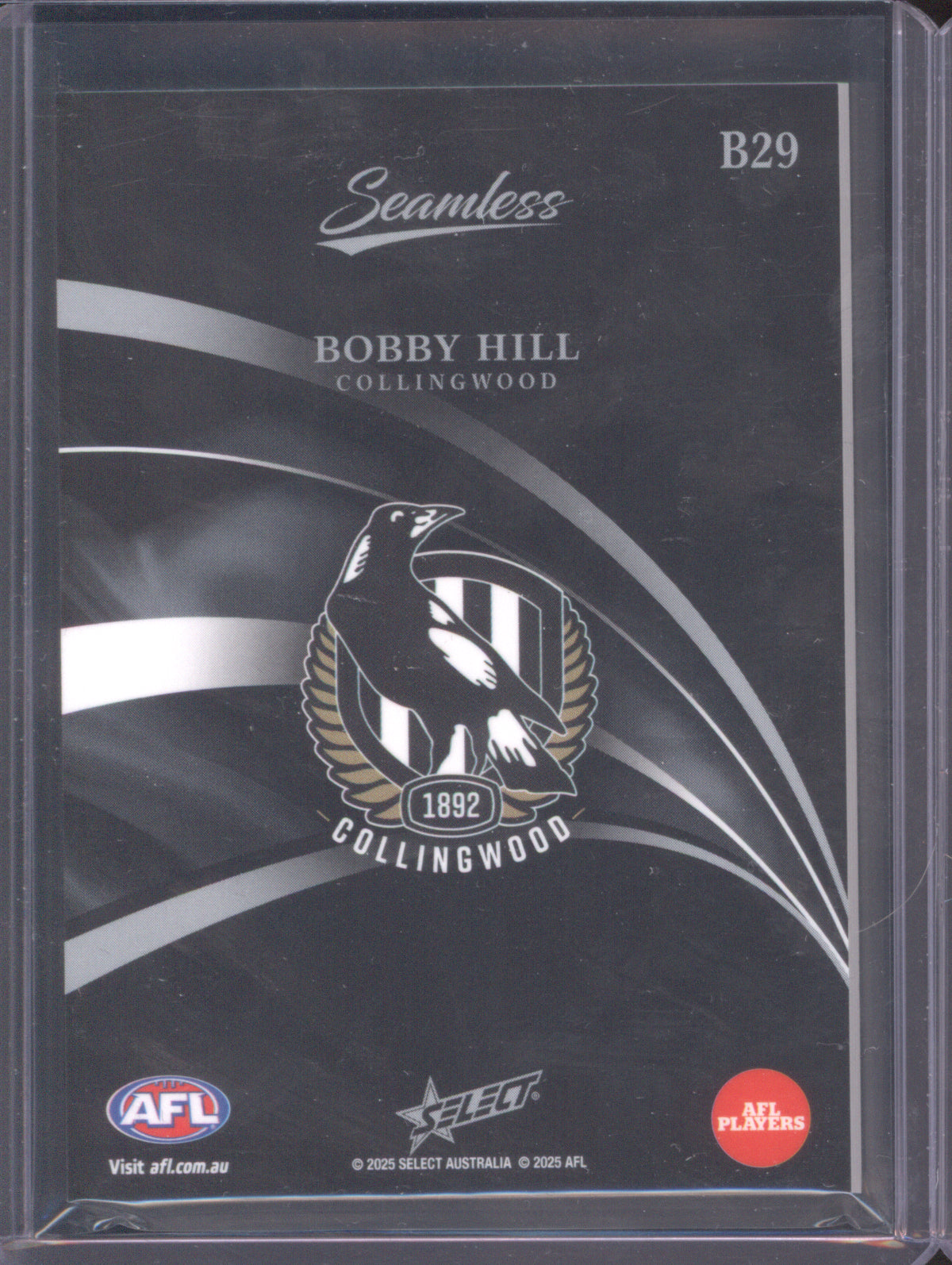 2025 AFL Select Seamless Black Bobby Hill Collingwood 34/40