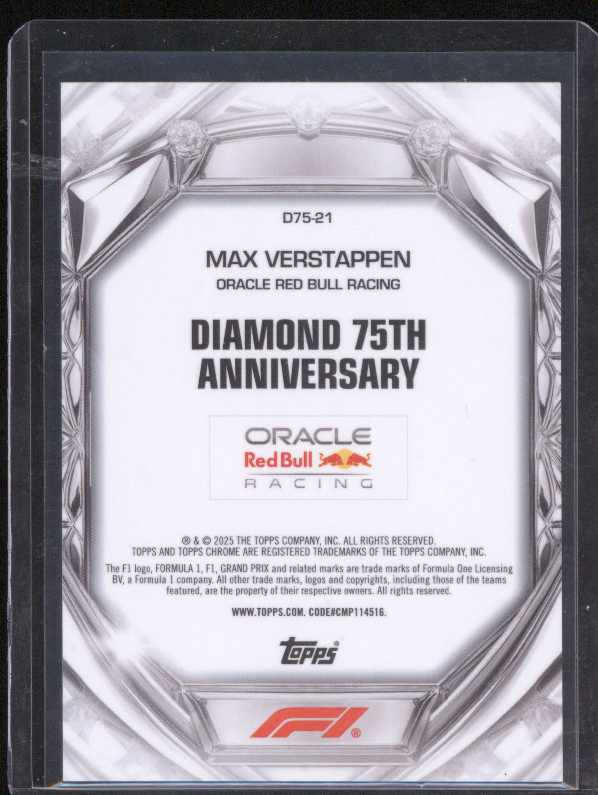 Max Verstappen 2025 Topps Chrome Formula 1 #D75-21 Green Diamond 75th Anniversary /99