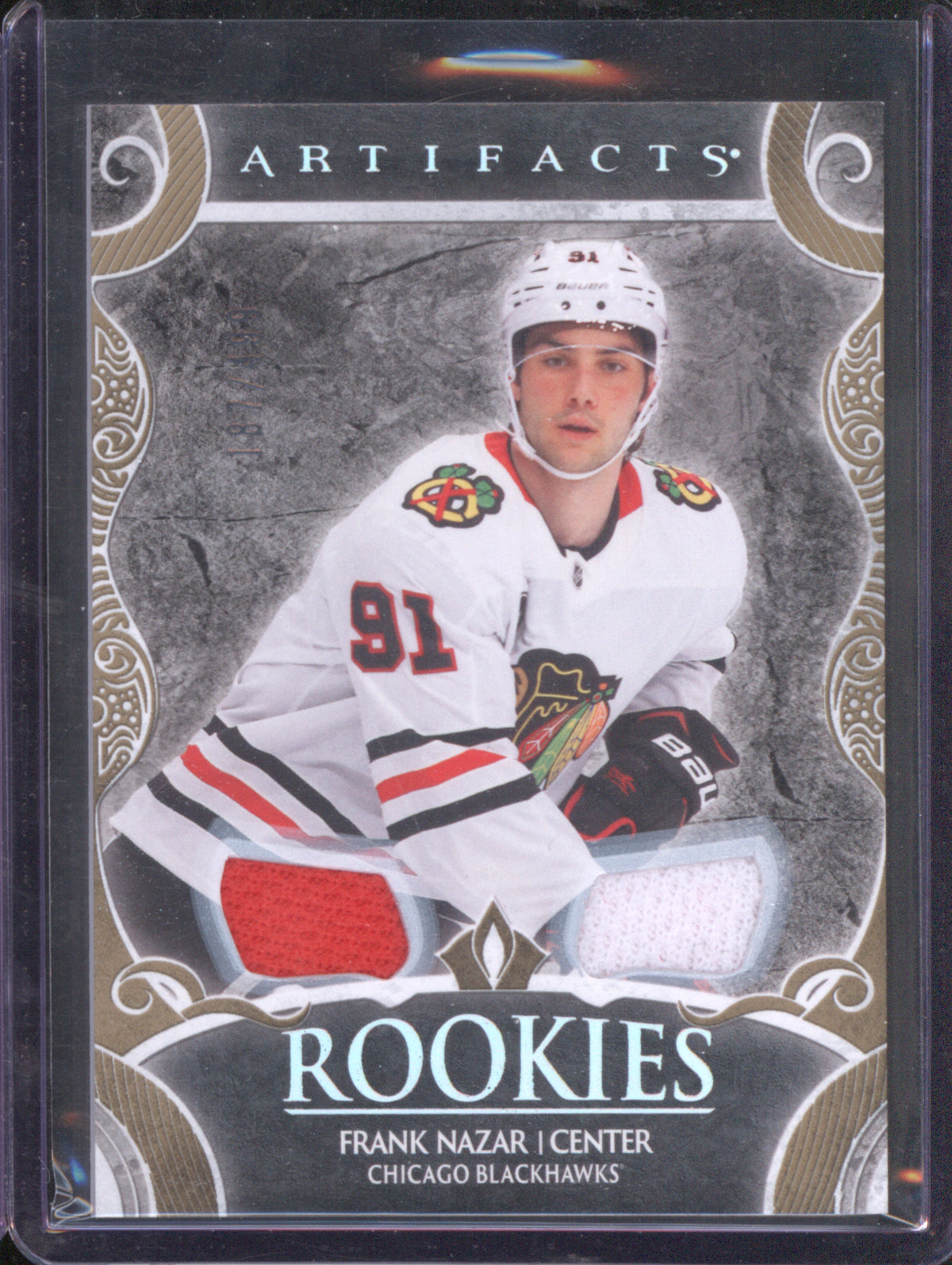 Frank Nazar 2024 Upper Deck Artifacts #200 Artifacts Rookies Gold Dual Patch /499