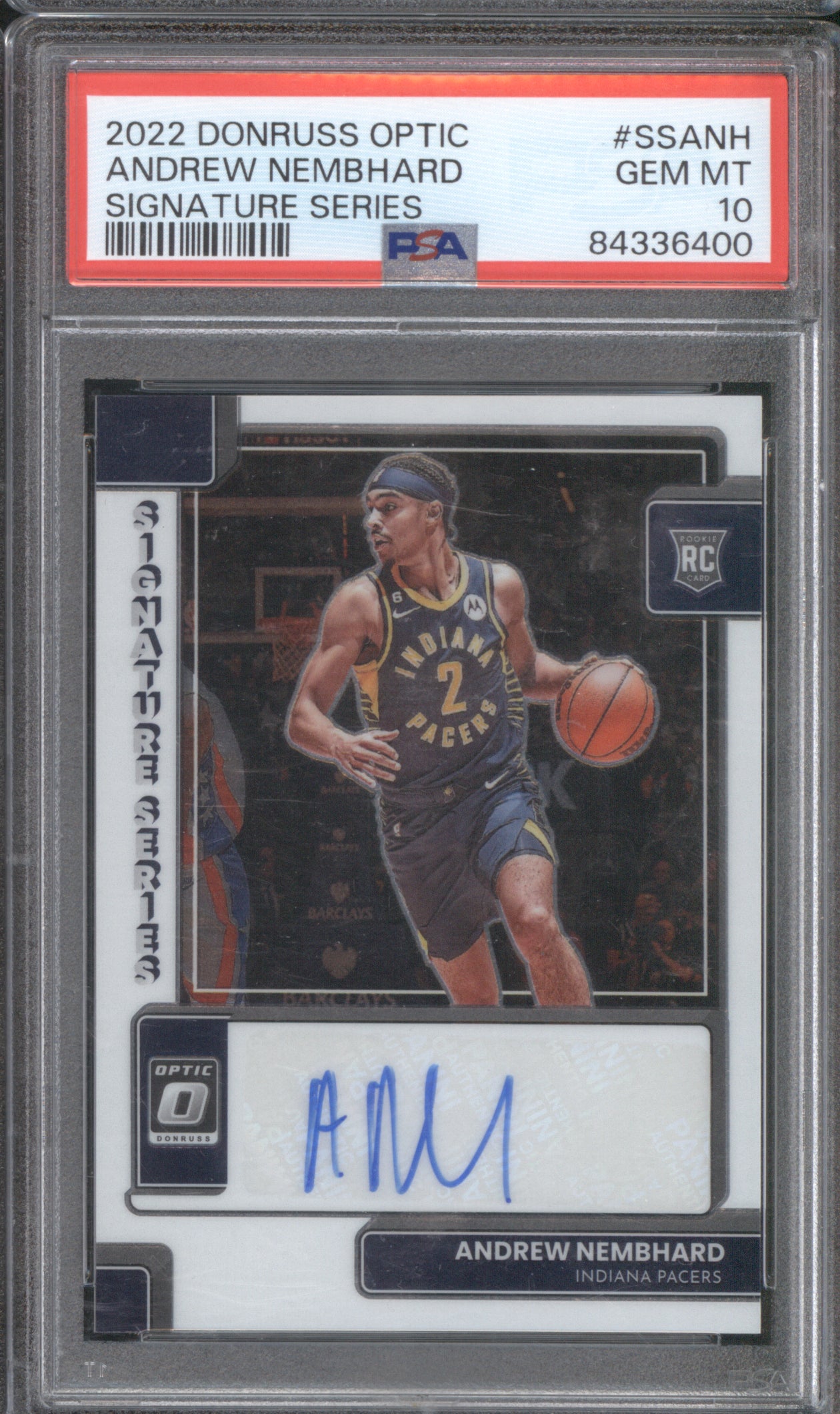 Andrew Nembhard 2022 Donruss Optic Signature Series PSA 10