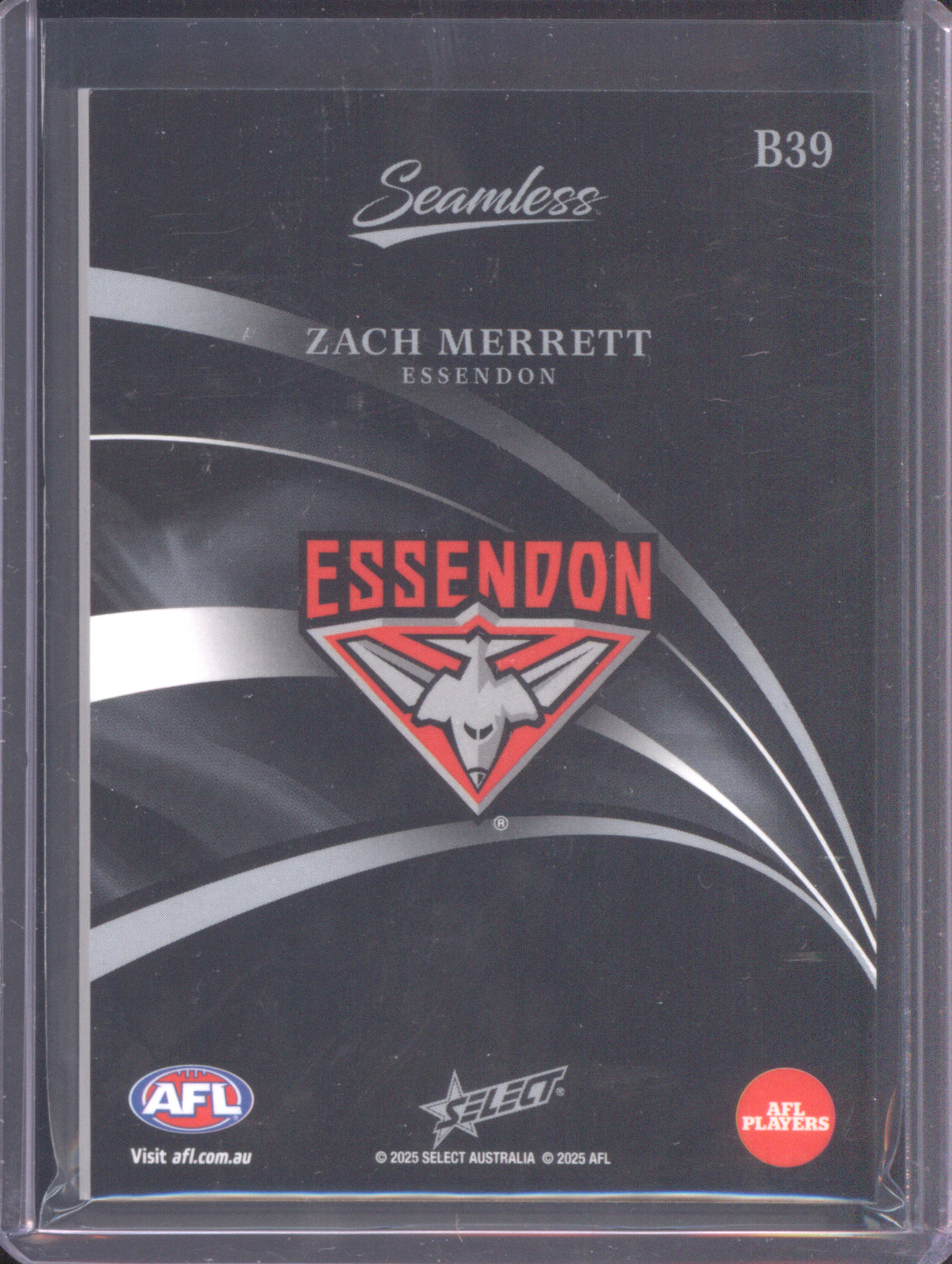 2025 AFL Select Seamless Black Zach Merrett Essendon 28/40