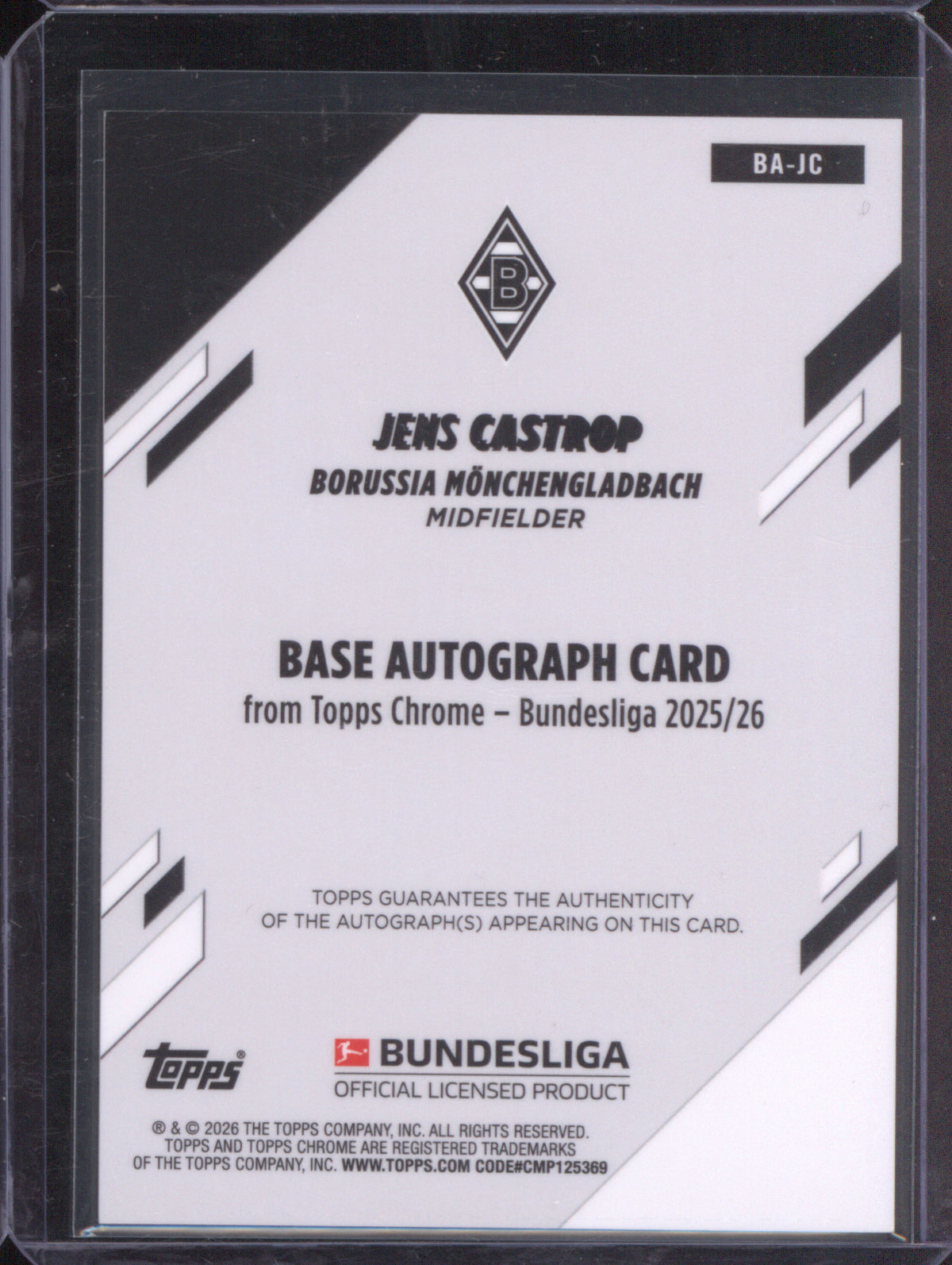 2025-26 Topps Chrome Bundesliga BA-JC Jens Castrop Toppsfractor Auto 48/52 RC
