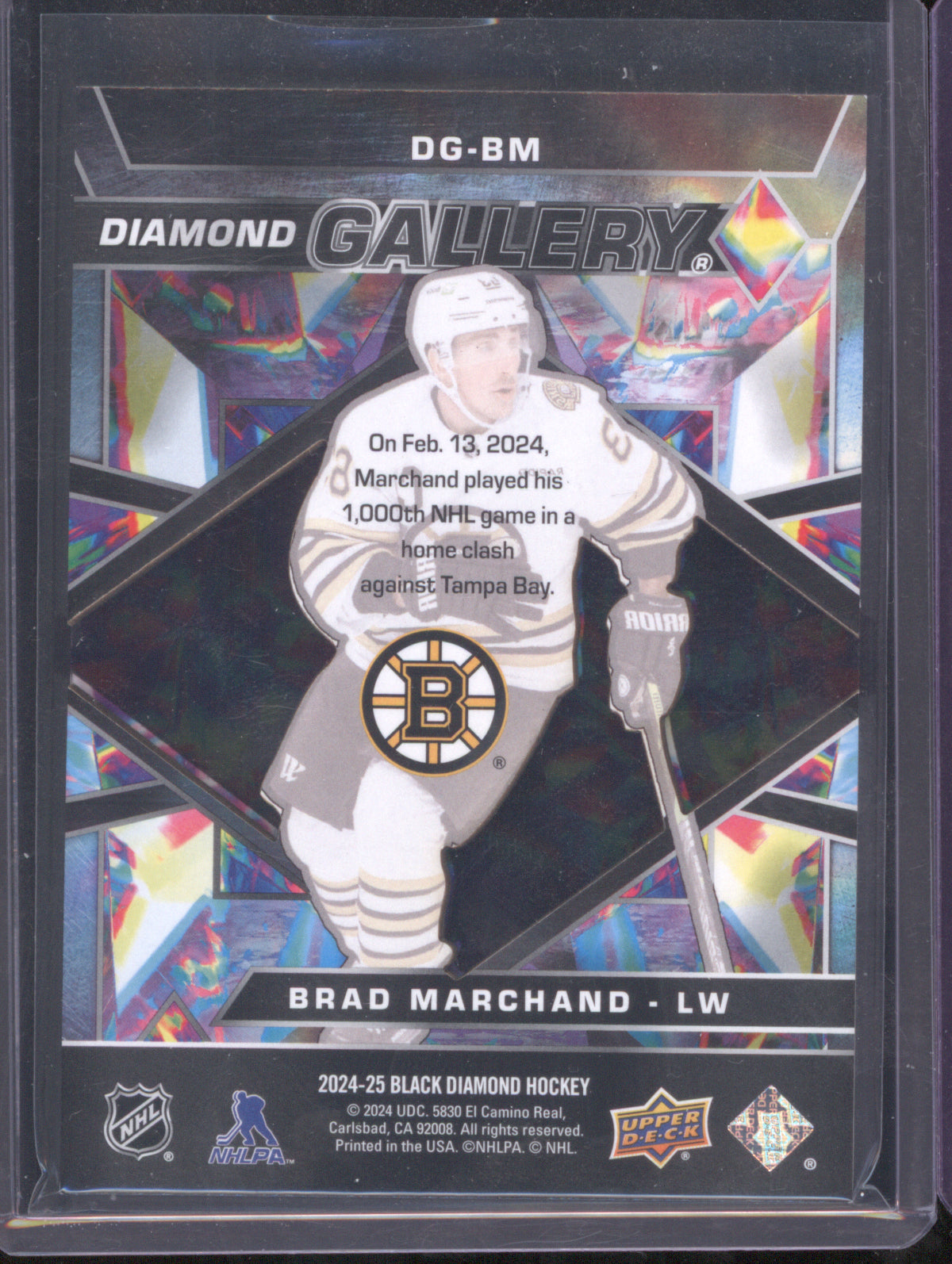 Brad Marchand 2024 Upper Deck Black Diamond DG-BM Diamond Gallery