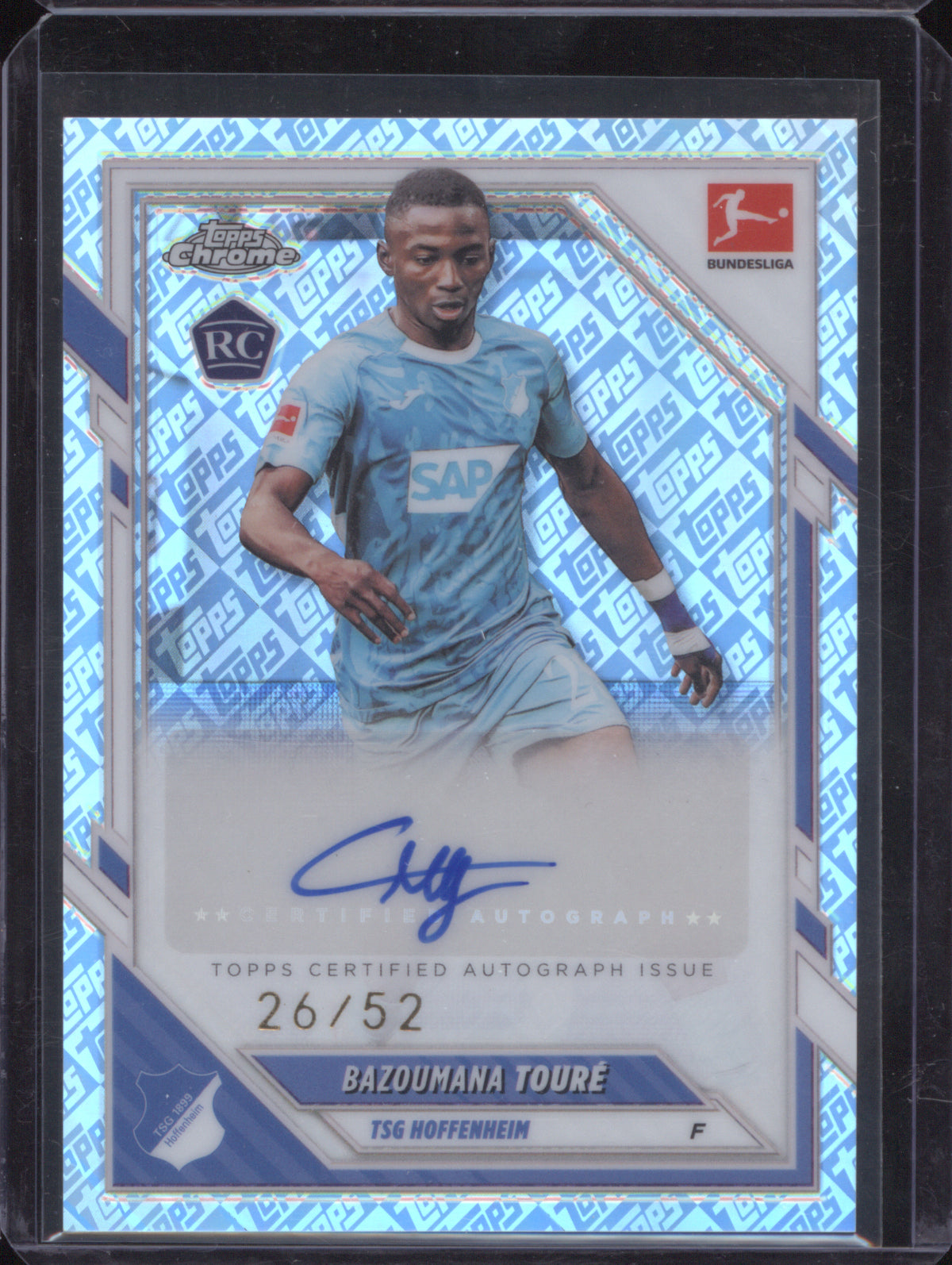 2025-26 Topps Chrome Bundesliga 26 Bazoumana Toure Toppsfractor Auto 26/52 RC