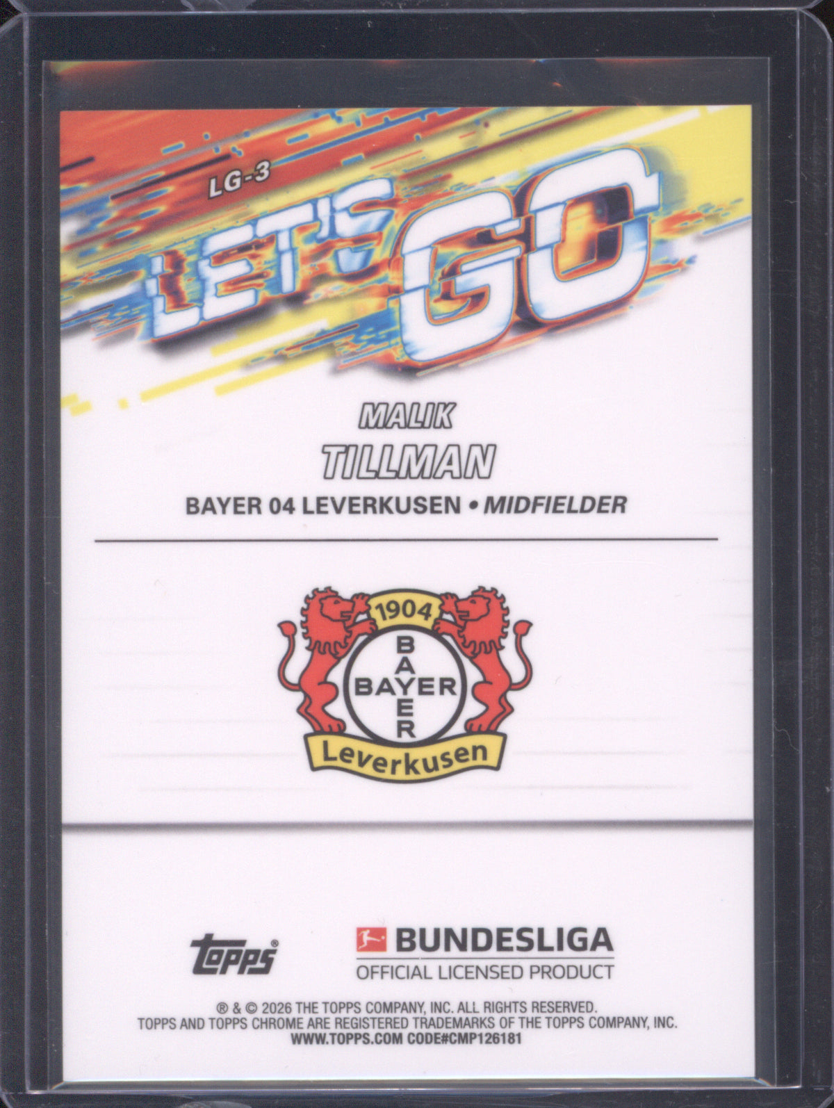2025-26 Topps Chrome Bundesliga Malik Tillman Let's Go SSP