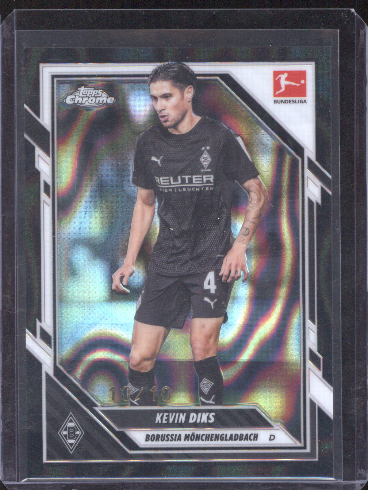 2025-26 Topps Chrome Bundesliga 74 Kevin Diks Black Raywave 10/10