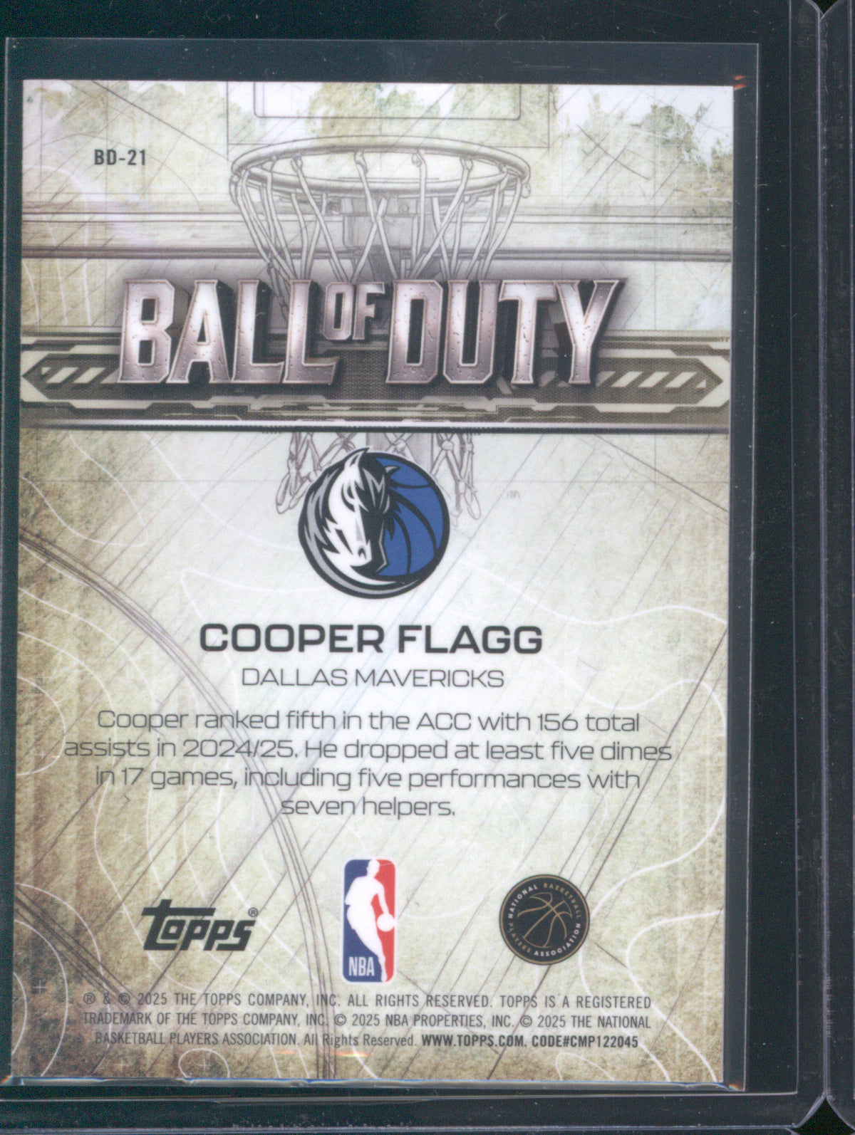 2025 Topps Chrome BD-21 Cooper Flagg Ball Of Duty RC