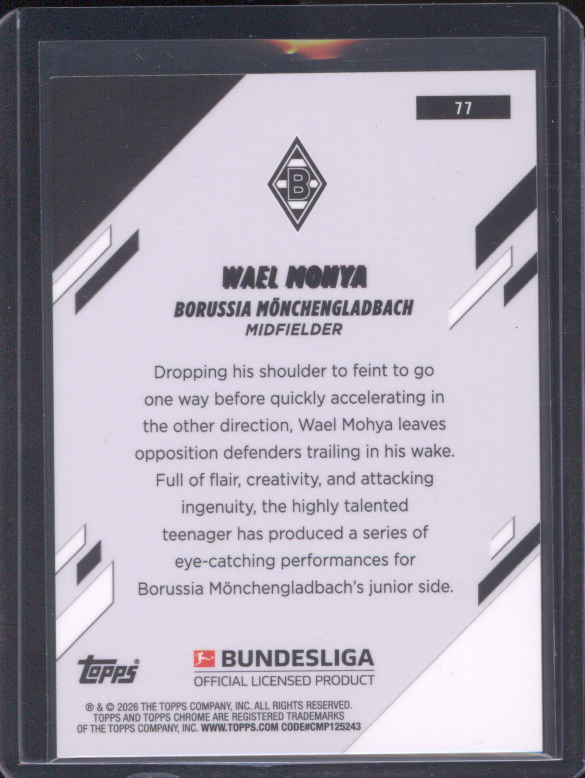2025-26 Topps Chrome Bundesliga 77 Wael Mohya Orange Wave 23/25 Refractor RC