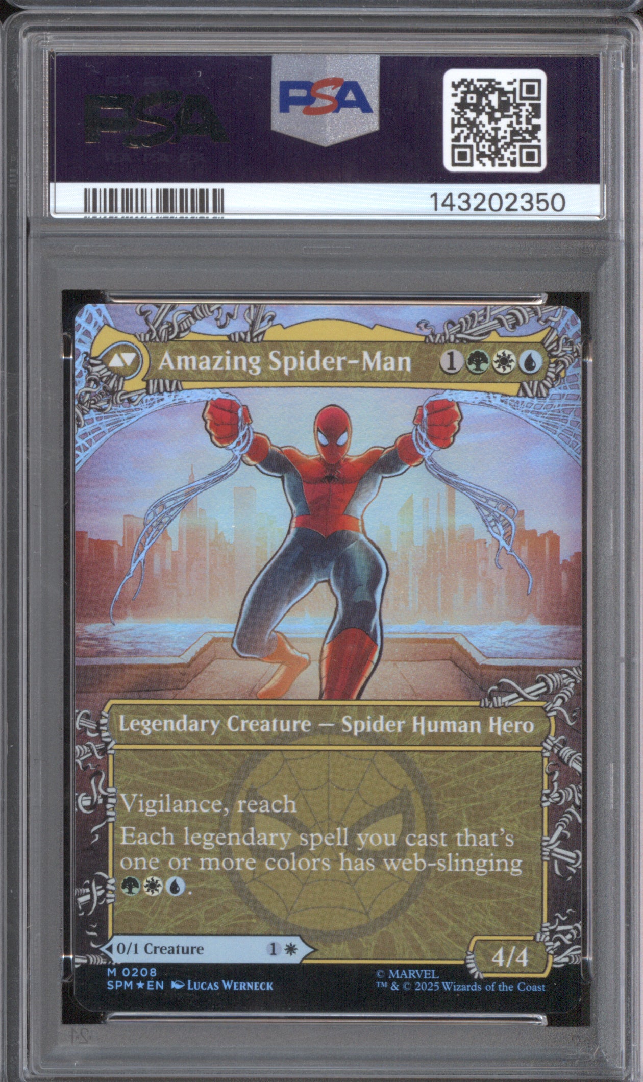 Peter Parker 2025 MTG Marvel's Spider-Man 0208 Borderless-Foil PSA 10