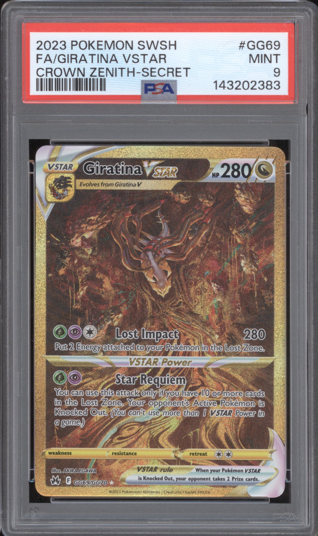 Giratina 2023 Pokemon Crown Zenith GG69 VSTAR Secret PSA 9