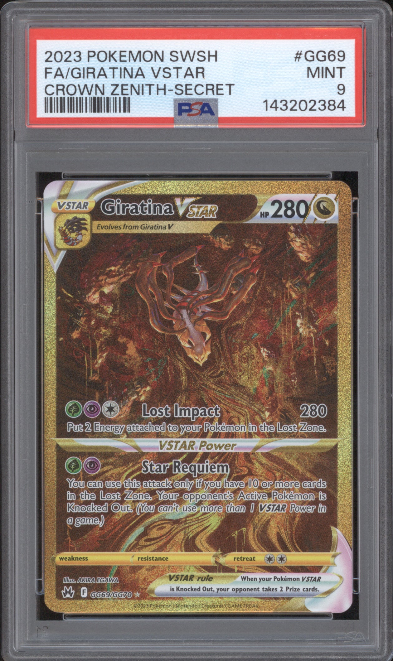 Giratina 2023 Pokemon Crown Zenith GG69 VSTAR Secret PSA 9