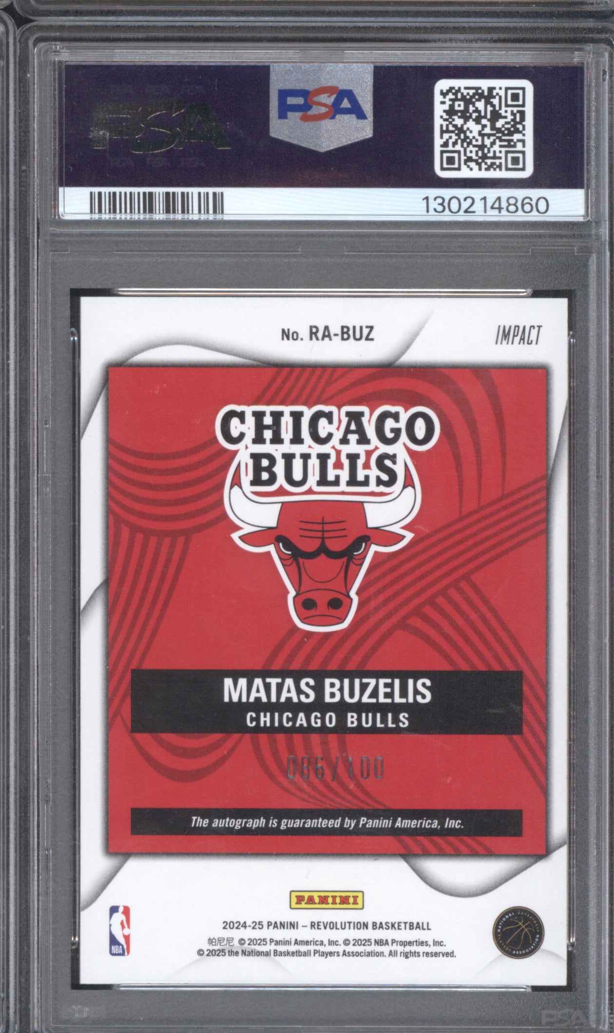 Matas Buzelis 2024 Panini Revolution Rookie Autograph PSA 10 Impact