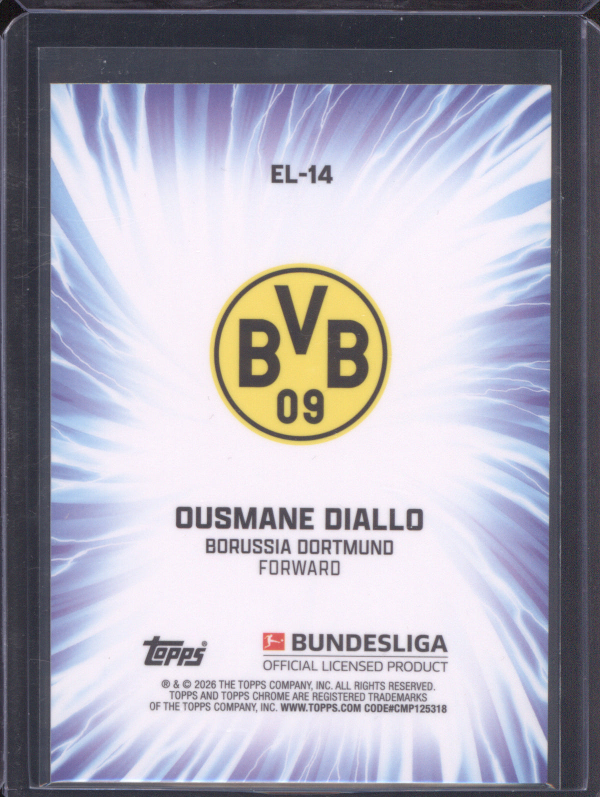 2025-26 Topps Chrome Bundesliga EL-14 Ousmane Diallo Electrified Gold 16/50 RC