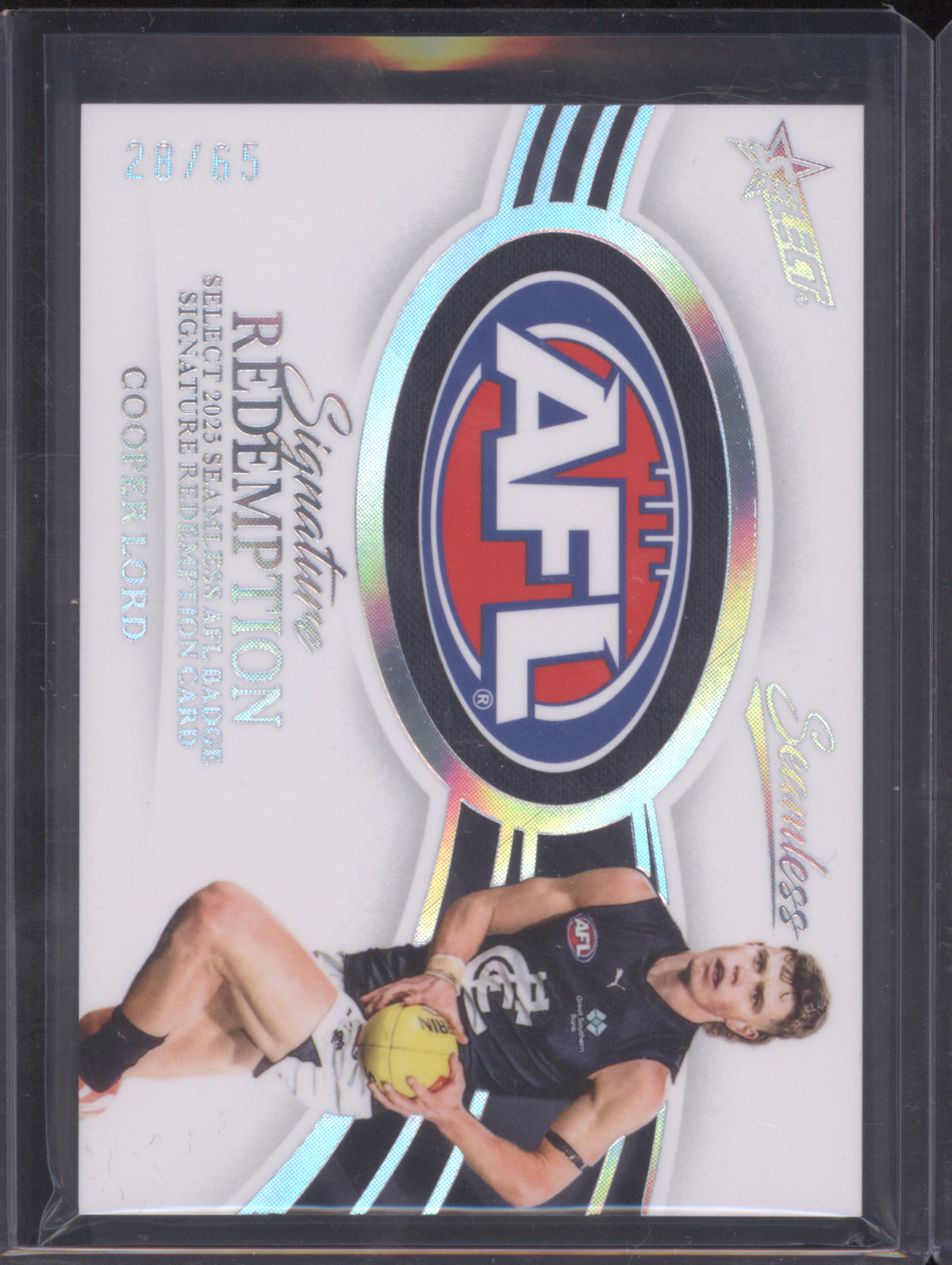 2025 AFL Select Seamless AFL Badge Signature Cooper Lord Carlton 28/65
