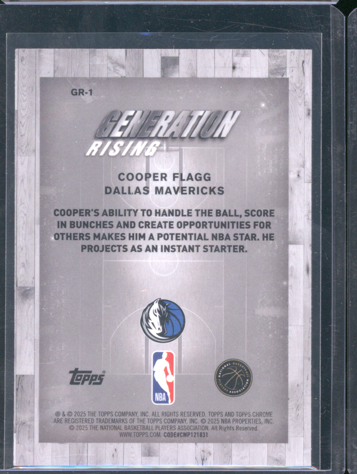 2025 Topps Chrome  GR-1 Generation Rising Cooper Flagg RC