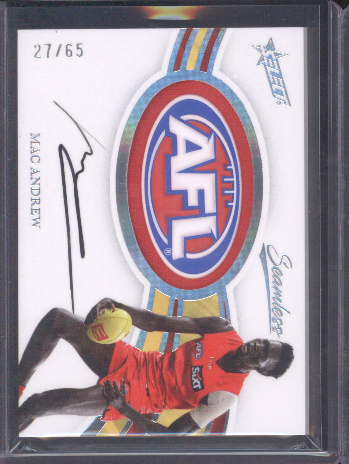 2025 AFL Select Seamless AFL Badge Signature Mac Andrew Gold Coast 27/65