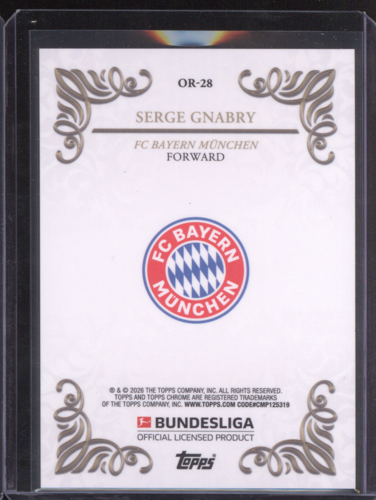 2025-26 Topps Chrome Bundesliga OR-28 Serge Gnabry Ornaments ToppsFractor 38/52