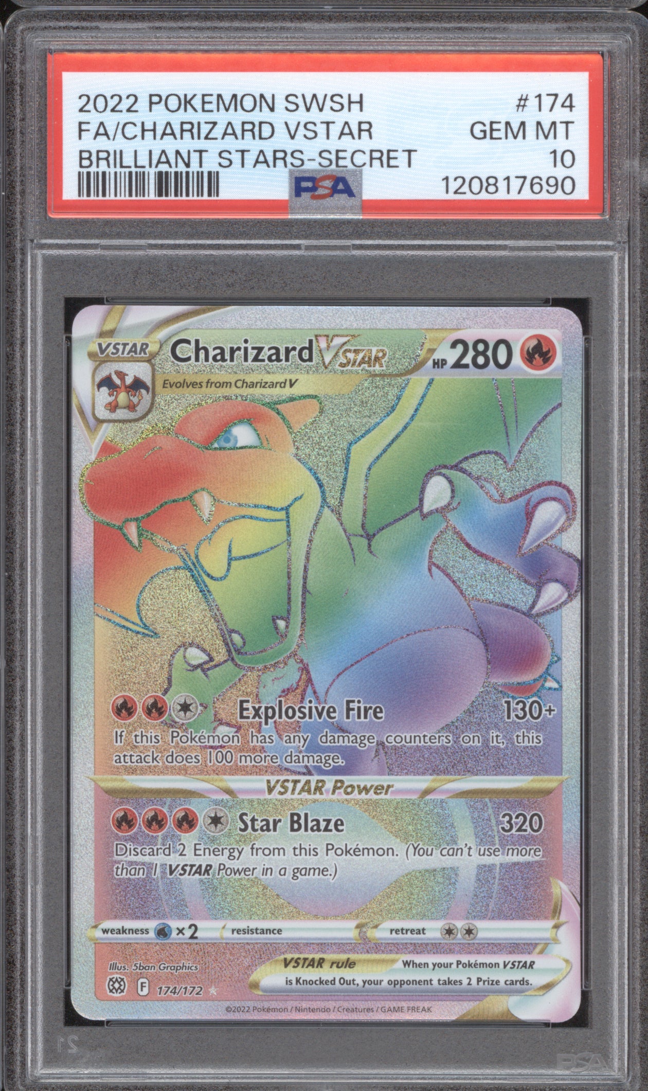 Charizard VStar 2022 Pokemon Brilliant Stars 174 Secret Rare PSA 10