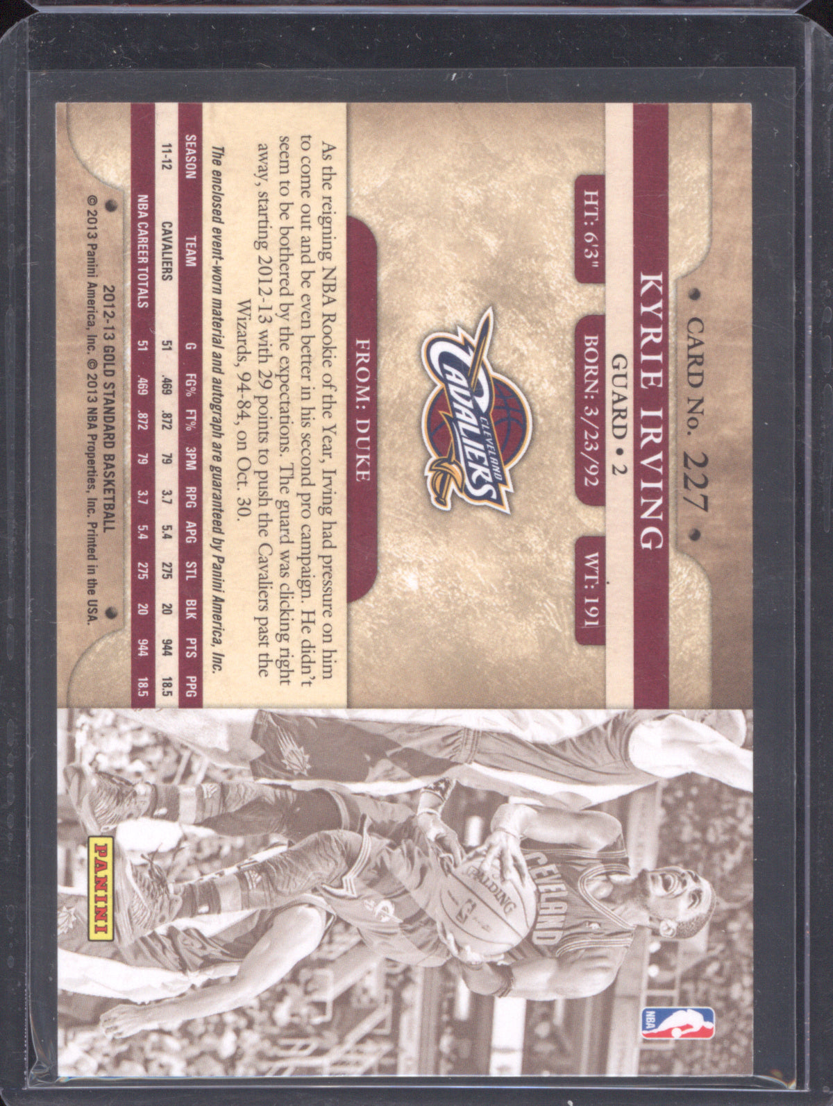 Kyrie Irving 2012-13 Panini Gold Standard 259 Rookie Patch Auto RC