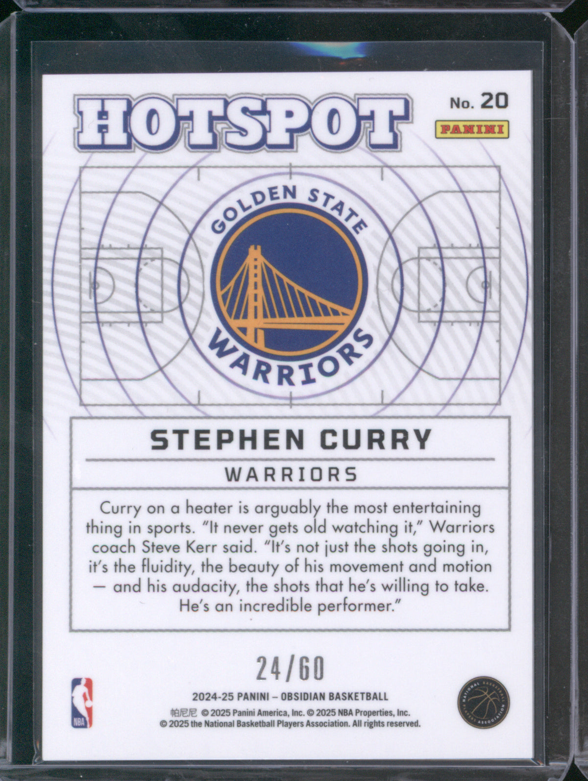 2024 Panini Obsidian 20 Stephen Curry Bronze Flood Hotspot /60