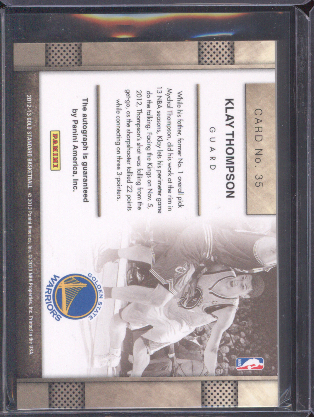 Klay Thompson 2012-13 Panini Gold Standard 35 Gold Strike RC Auto /199