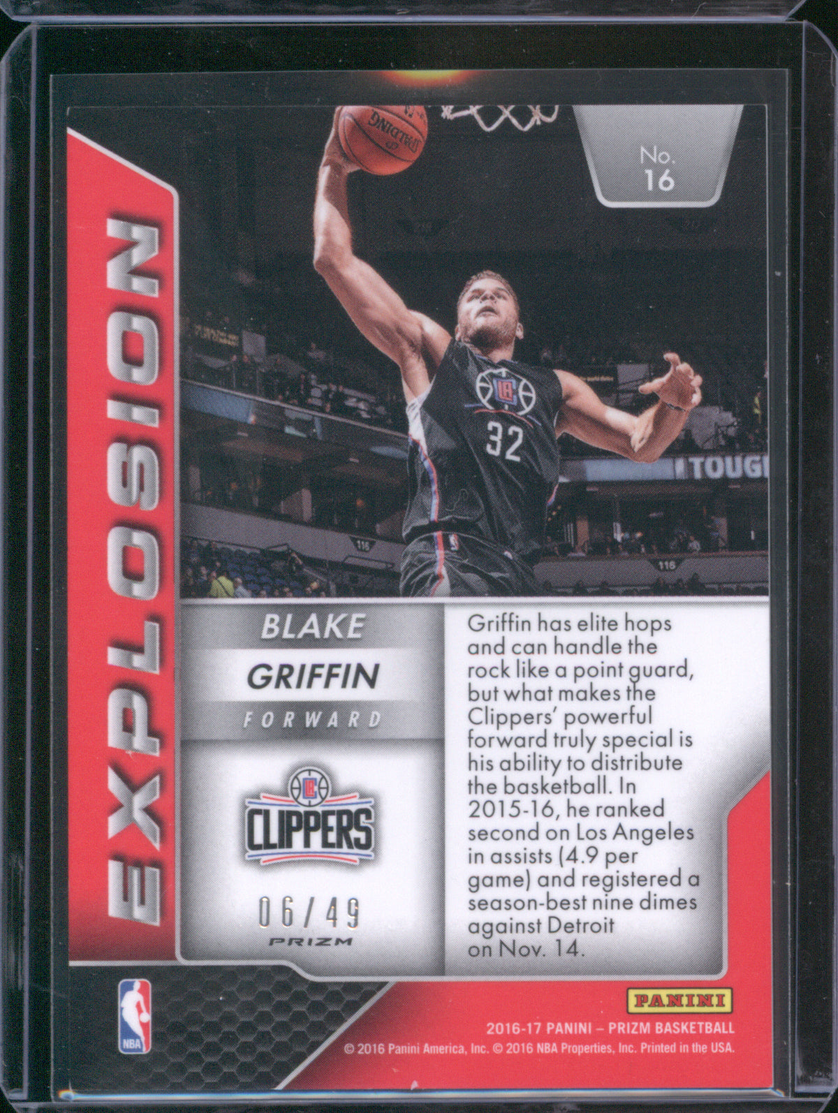 2016 Panini Prizm 16 Blake Griffin Orange Explosion 06/49