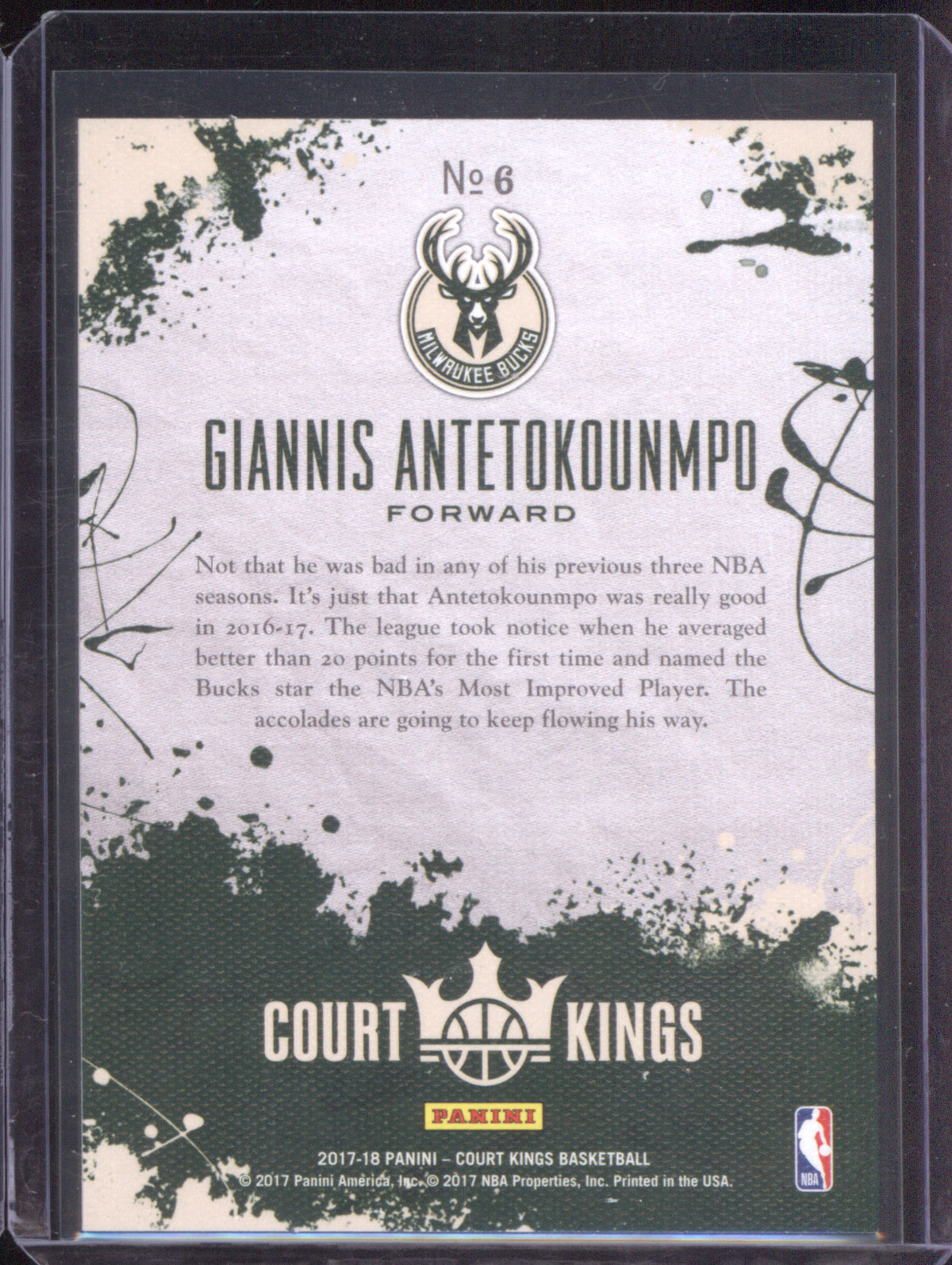 Giannis Antetokounmpo 2017-18 Panini Court Kings 6 Dieci Migliore
