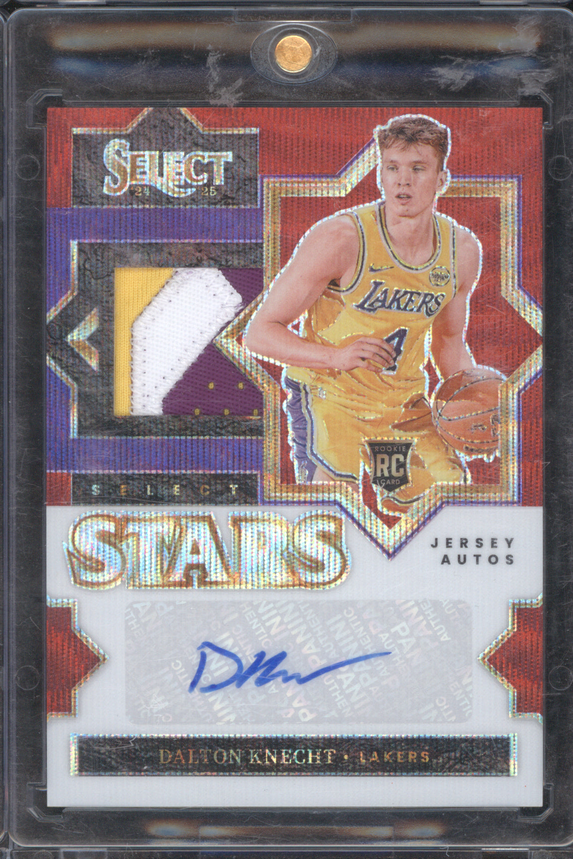 Dalton Knecht 2024 Panini Select Stars Red Wave Patch Auto RC 11/30