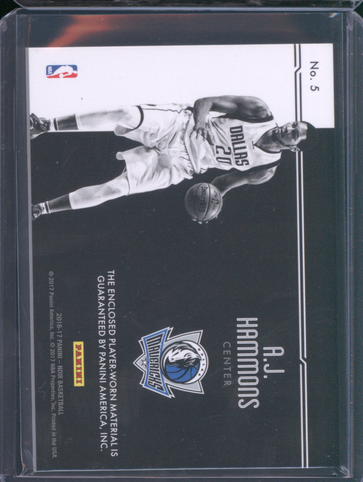 2016 Panini Noir RM-AJH  Rookie Materials A.J. Hammons 35/99