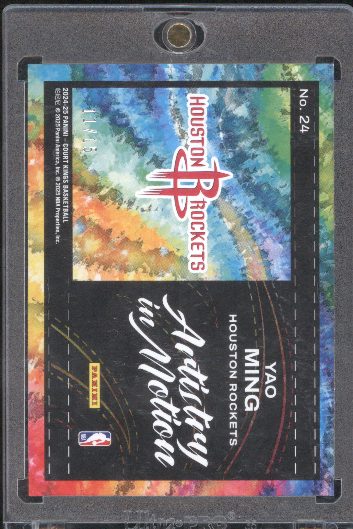 Yao Ming 2024 Panini Court Kings Artistry in Motion Amber Jersey Number 11/15