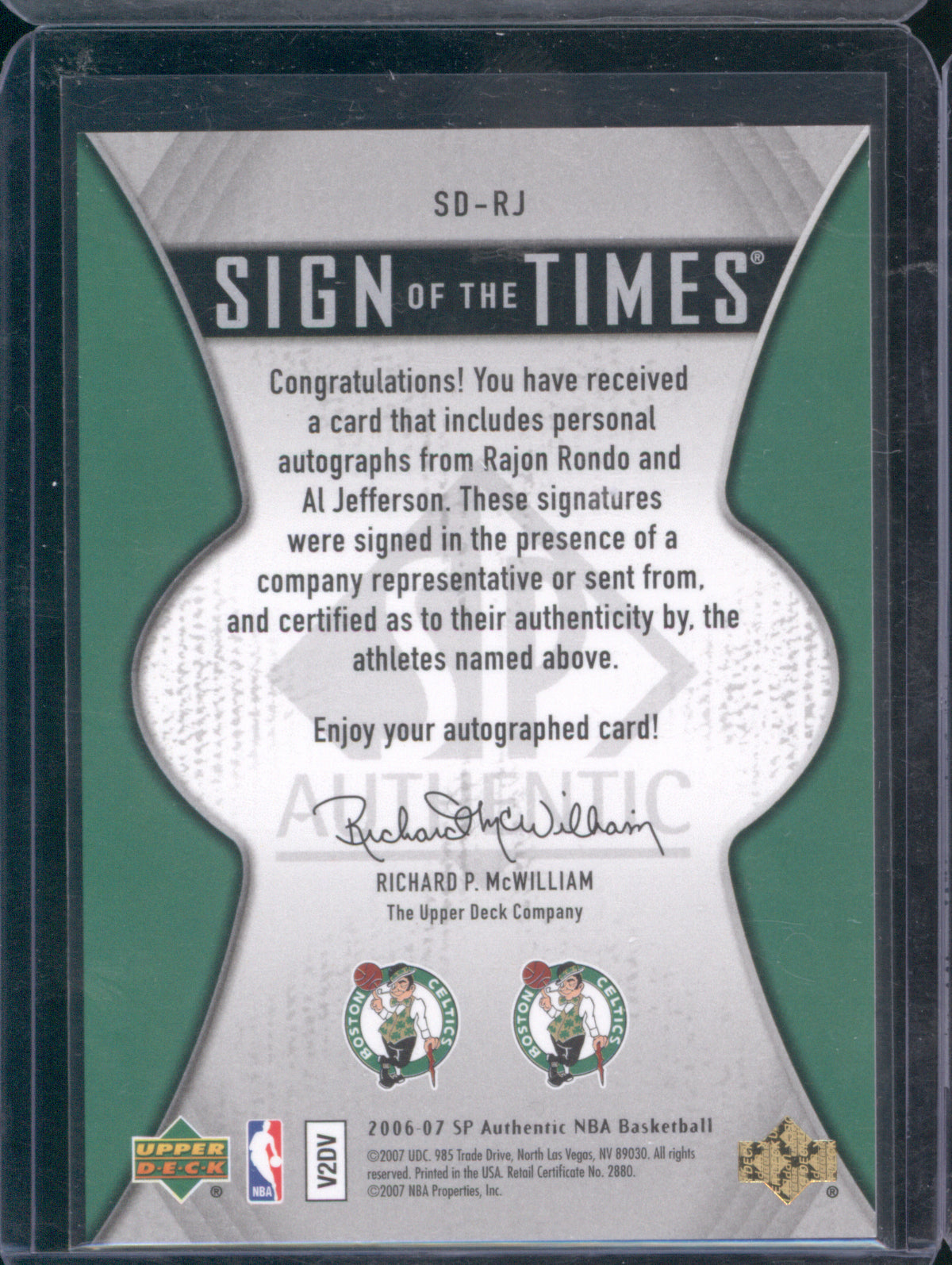 Rajon Rondo & Al Jefferson 2006 SP Authentic Sign of the Times 10/15