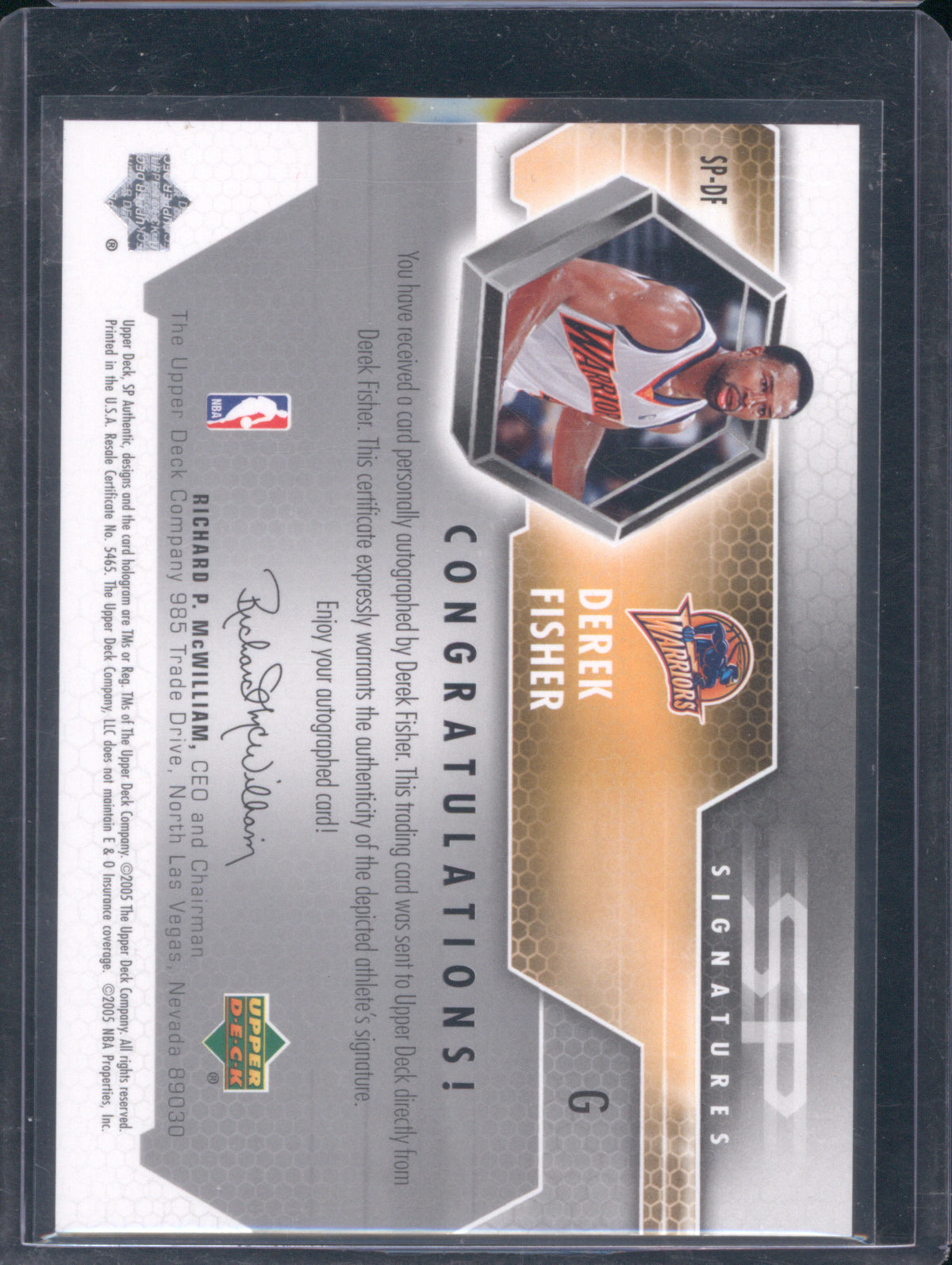 Derek Fisher 2004 Upper Deck SP Authentic #SP-DF SP Auto Signatures